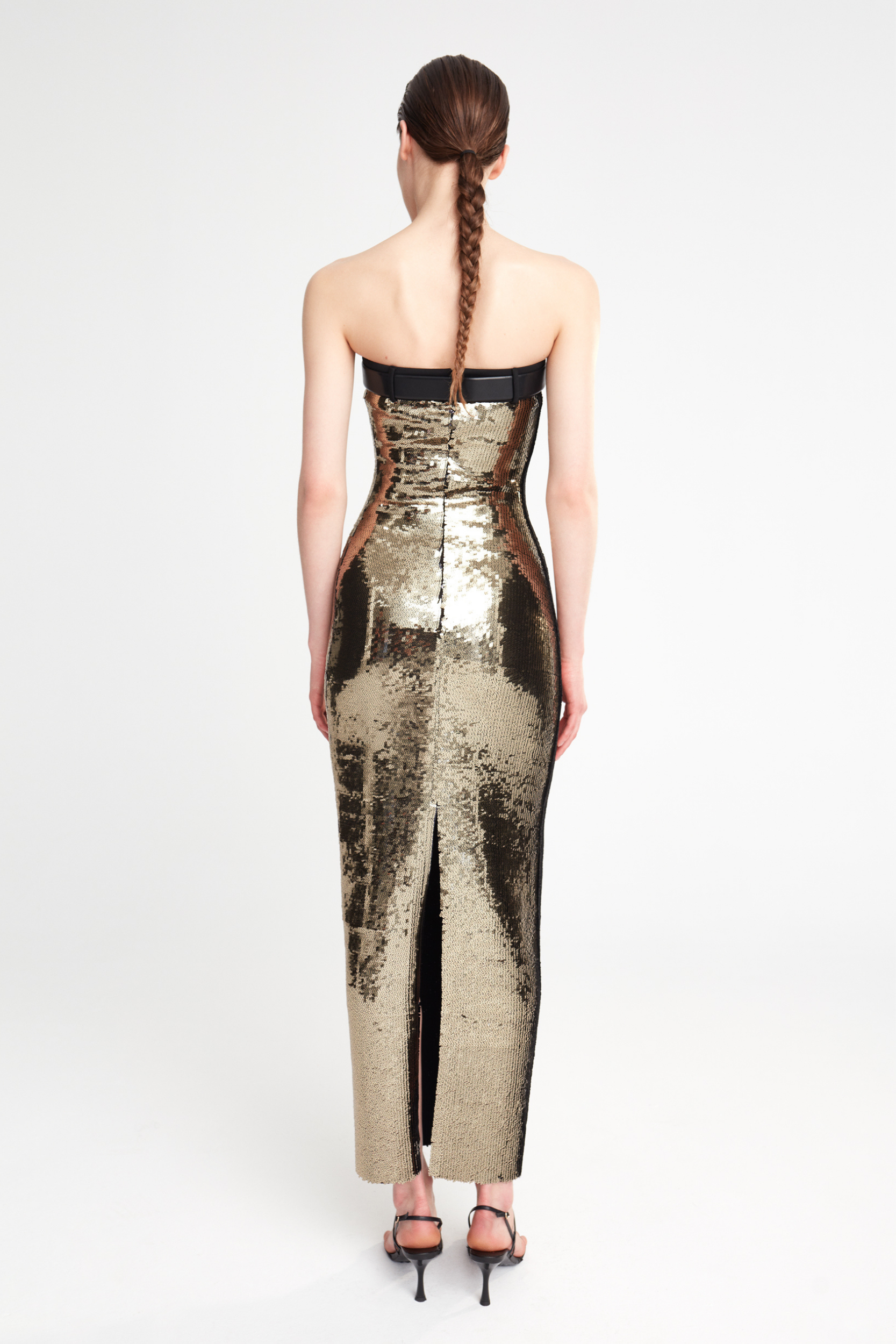 GLORIA - STRAPLESS SEQUIN MIDI DRESS