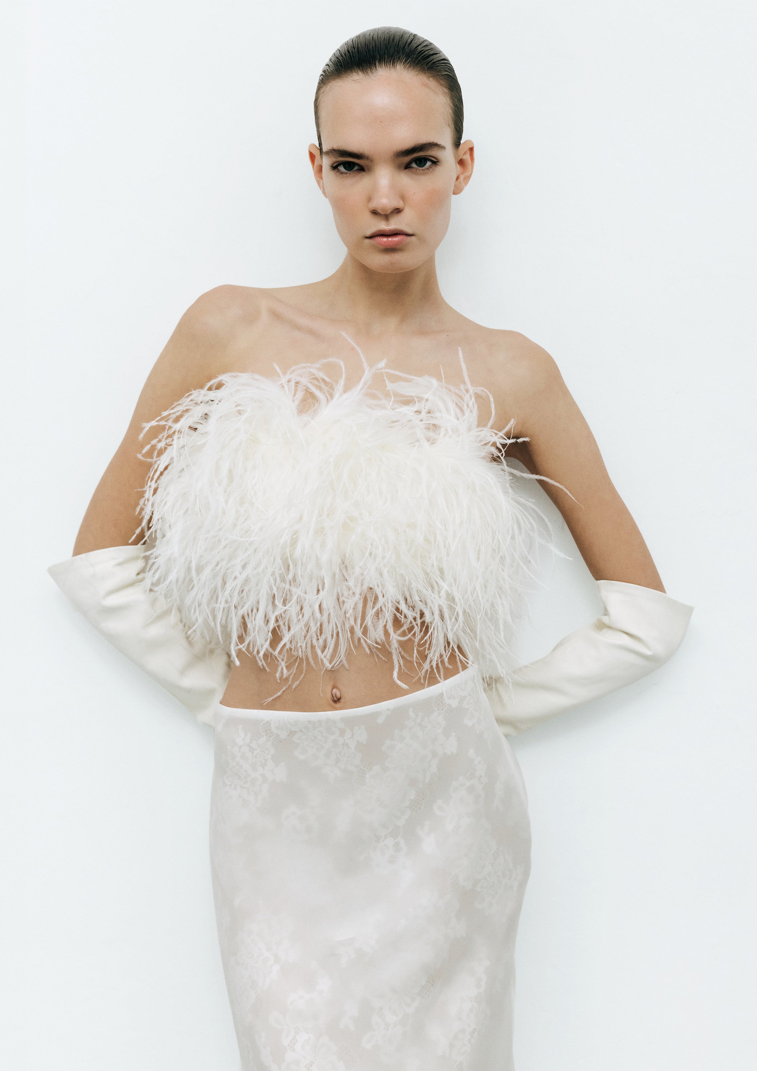 Gala-Feathered Crop Top – ILA Official