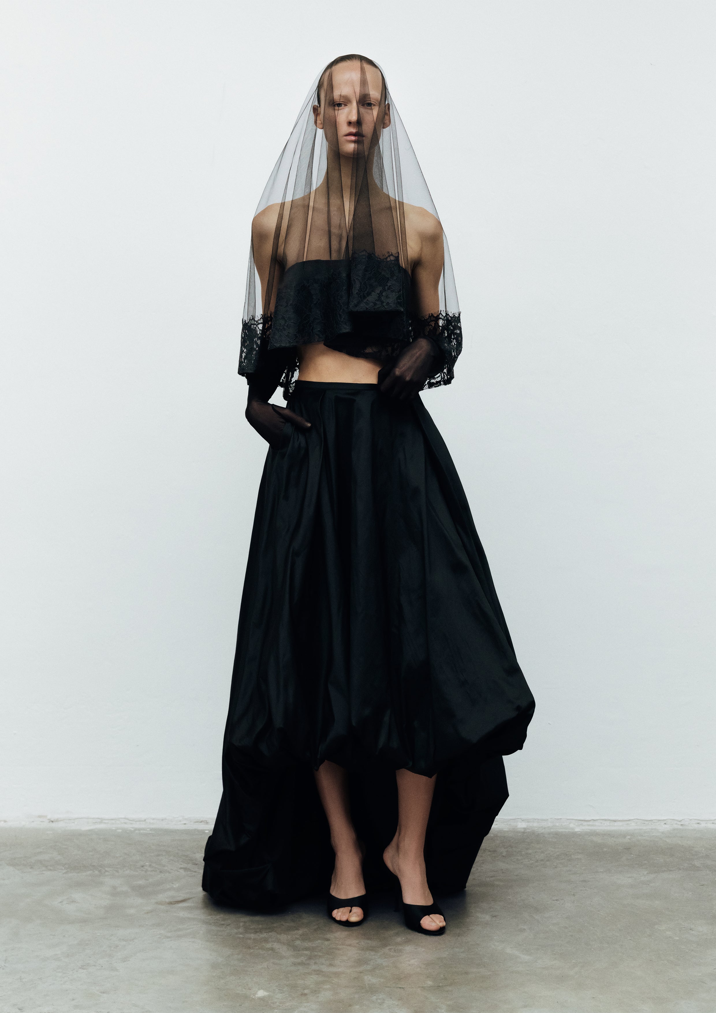Audra-Silk Taffeta Puff Skirt in Black – ILA Official