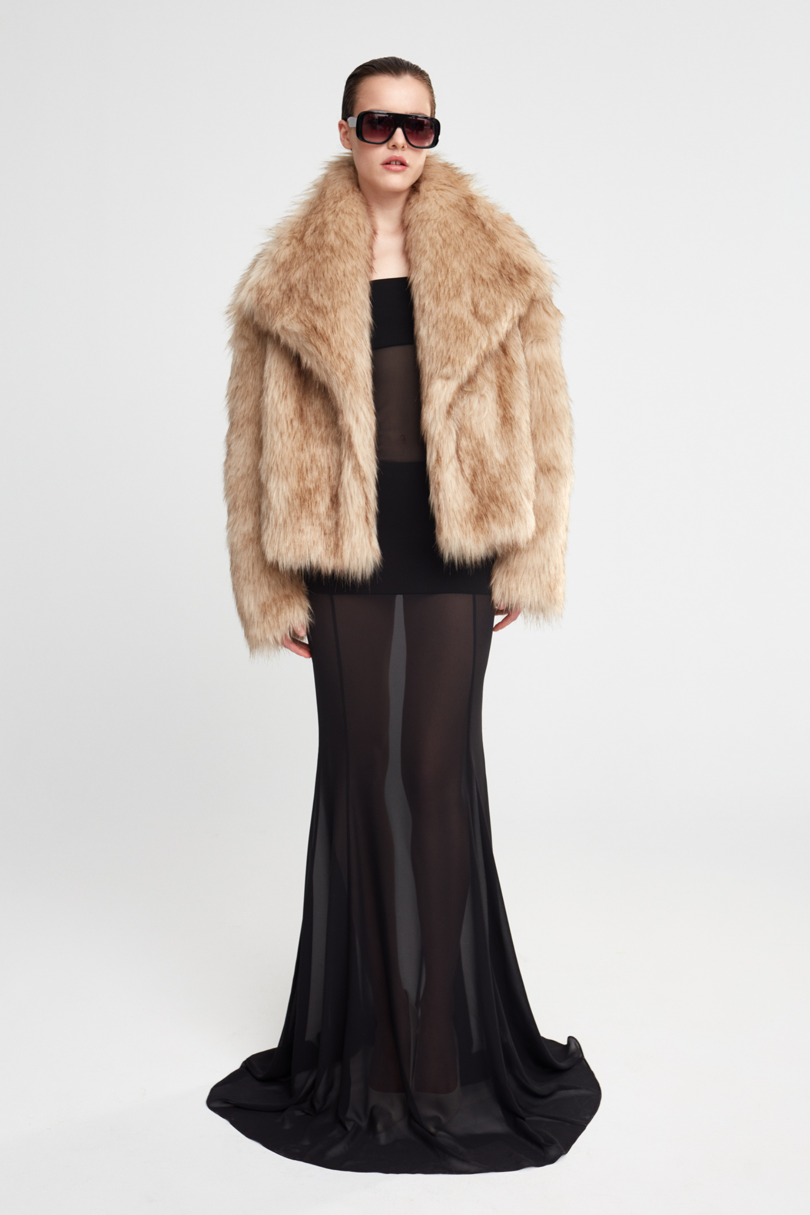 KATE -STRAPLESS SEE-THROUGH CHIFFON DRESS