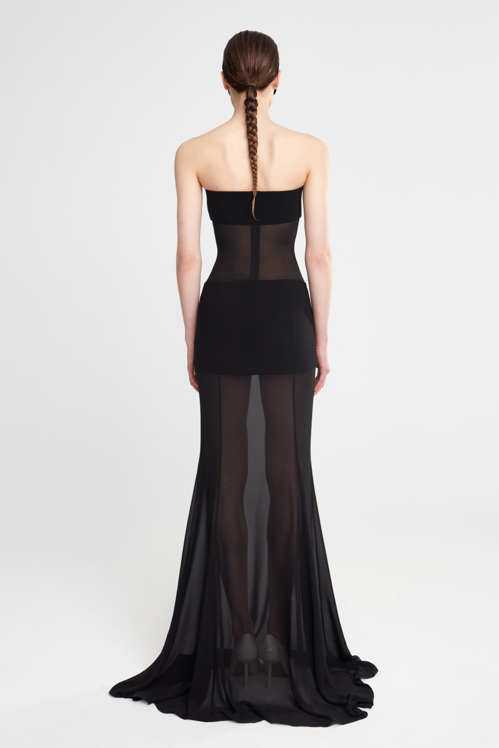 KATE -STRAPLESS SEE-THROUGH CHIFFON DRESS
