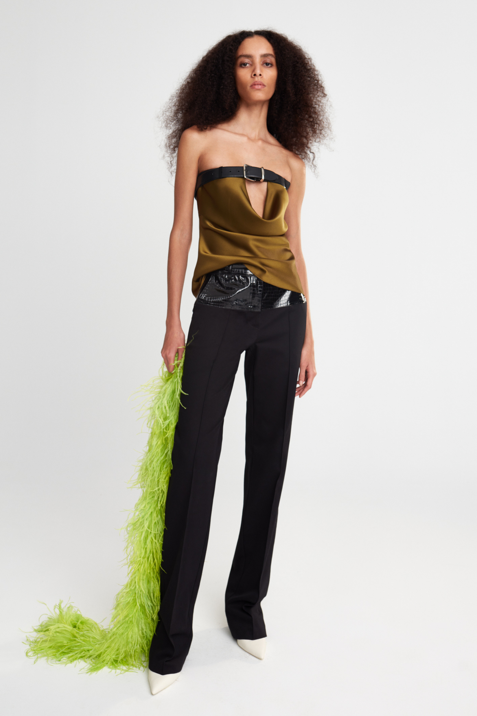 TINA - REGULAR FIT TROUSERS WITH VEGAN CROCO BELT