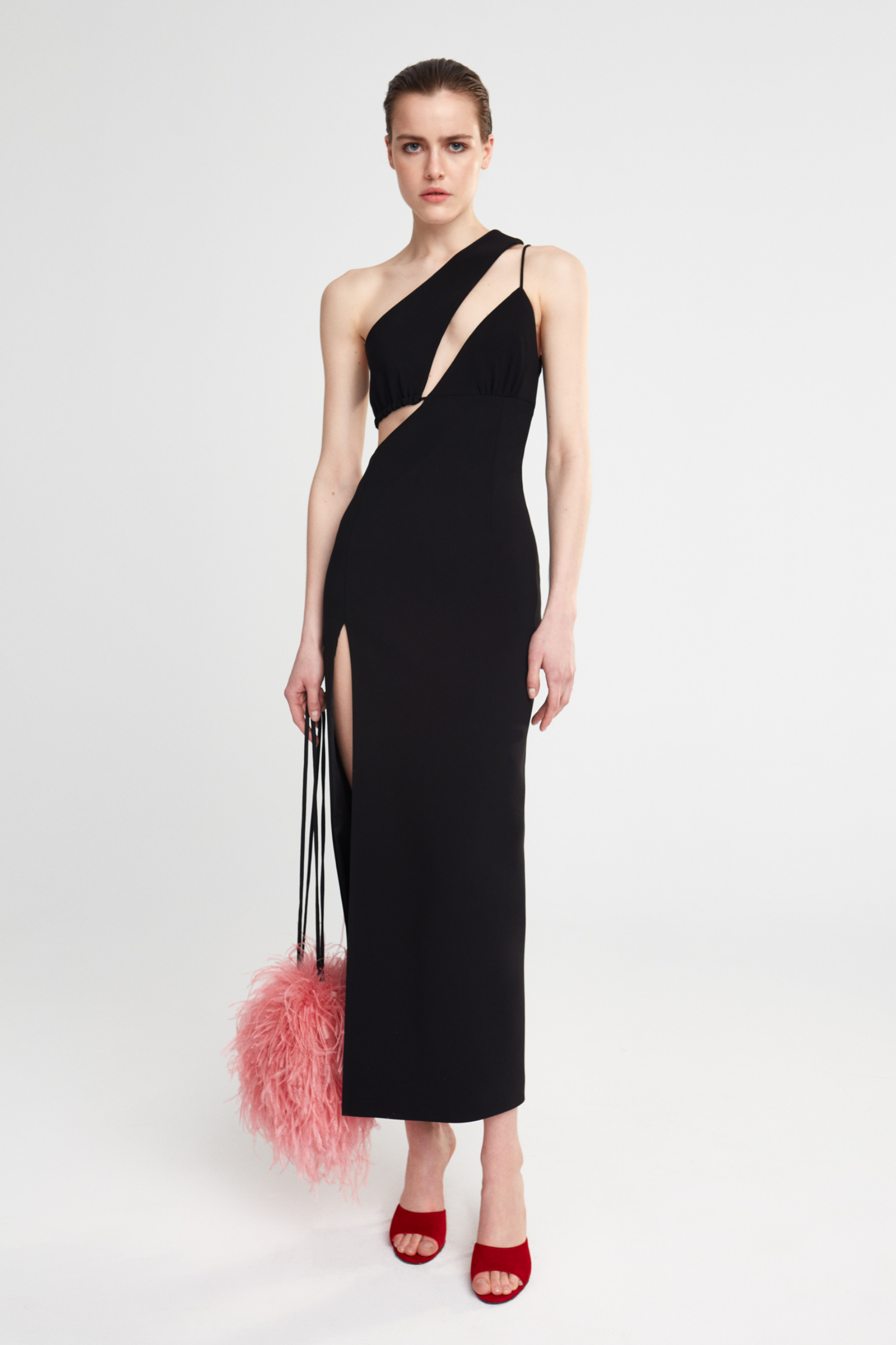ELLA - ONE SHOULDER CUTOUT MIDI DRESS