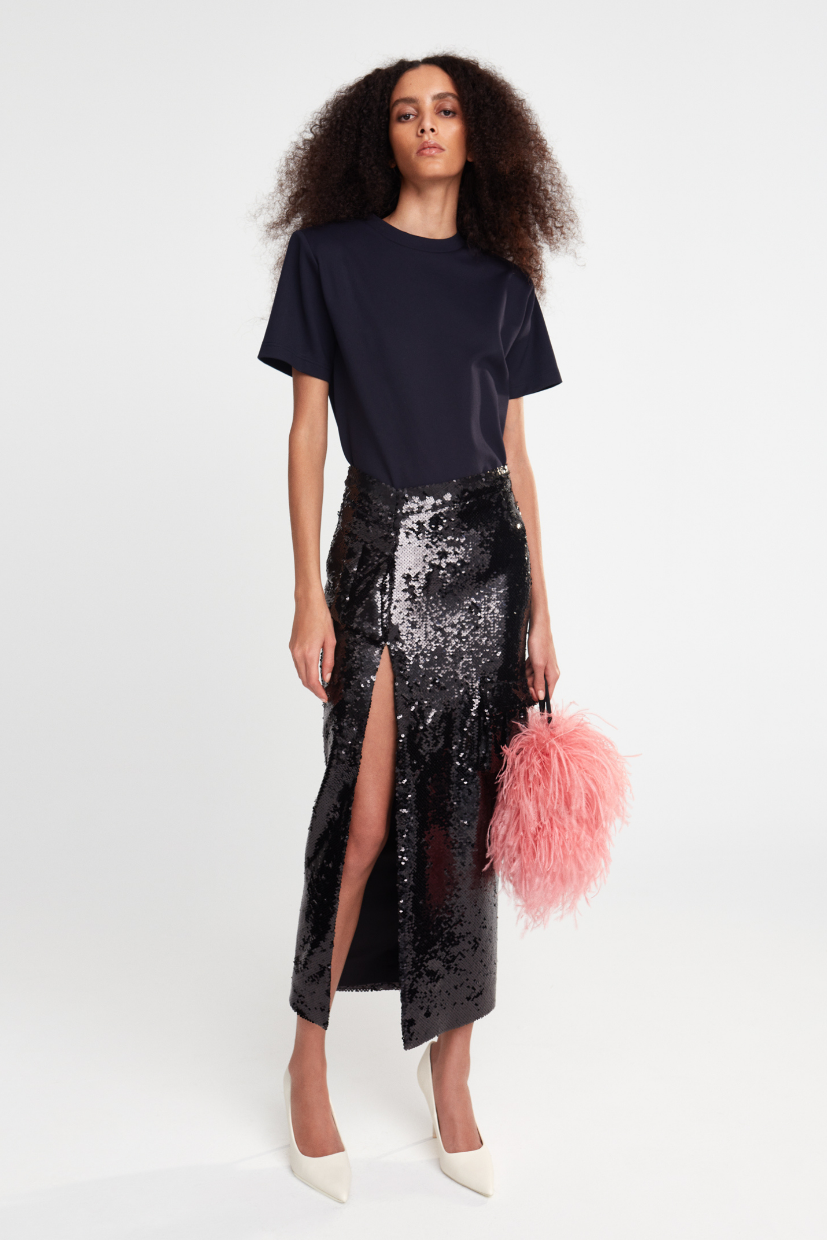 KELLY - SEQUIN MIDI SKIRT WITH CARGO POCKETS