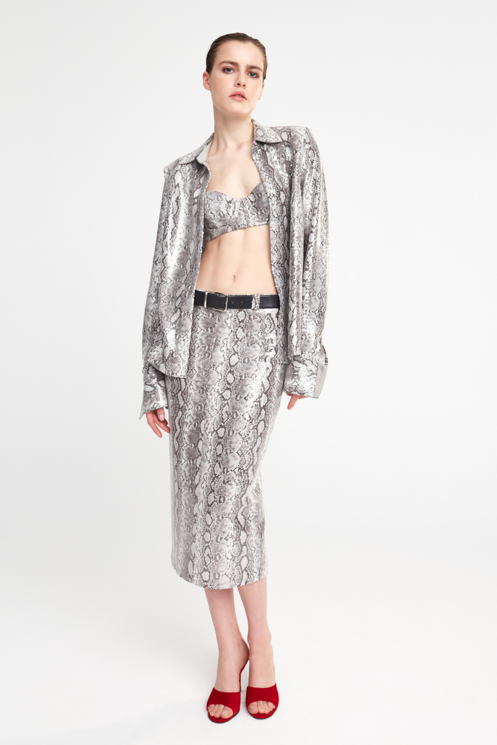 PARTON - SNAKESKIN SEQUIN SHIRT