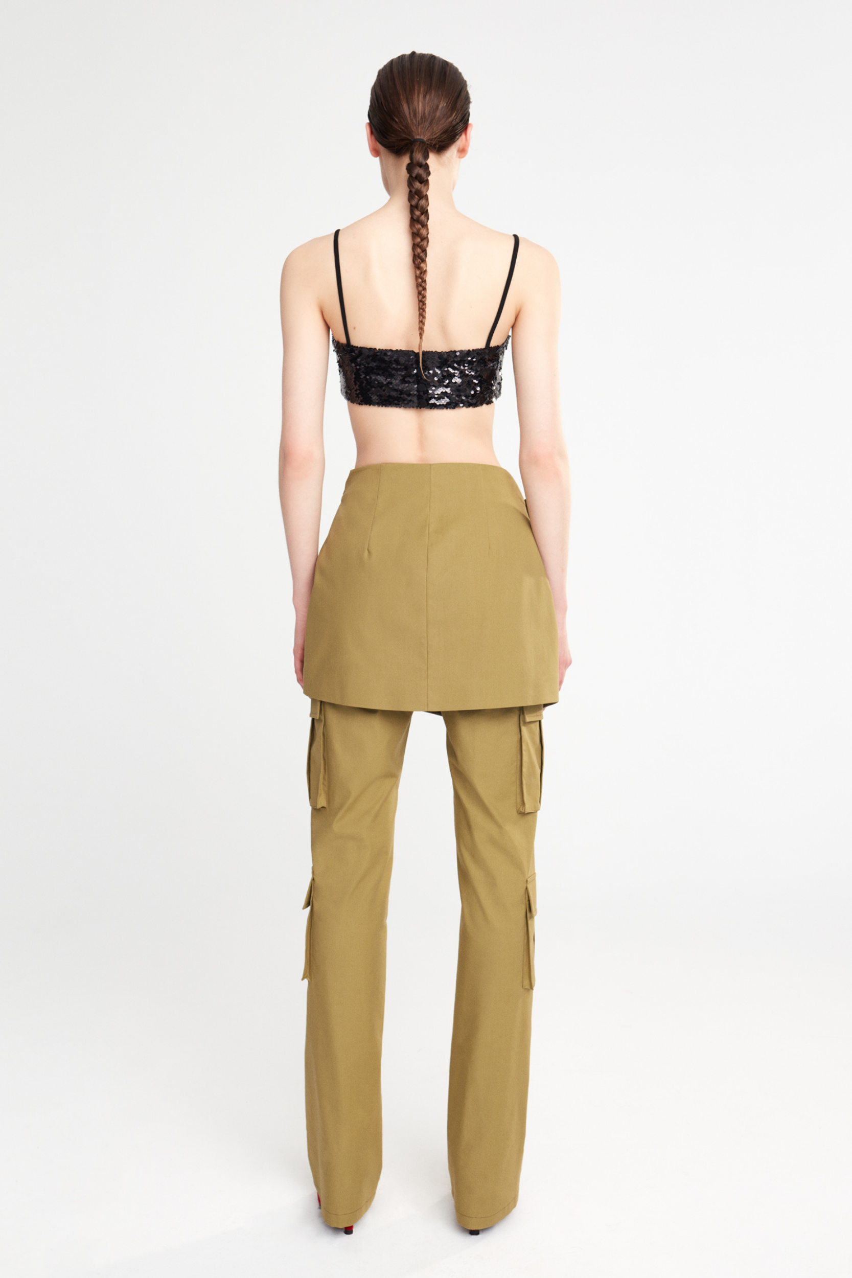 LIZA - SEQUIN CROP TOP WITH CARGO POCKETS