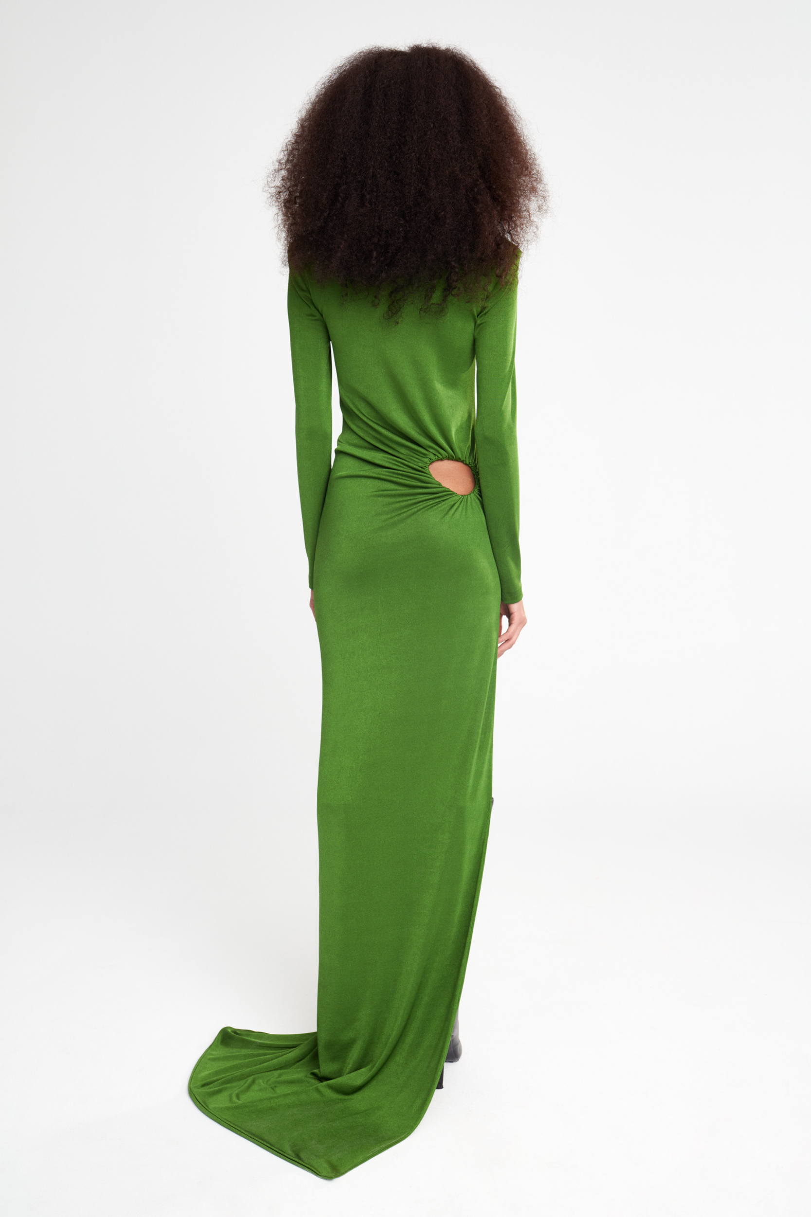 GWEN -LONG SLEEVE MAXI JERSEY DRESS WITH CUTOUT DETAIL