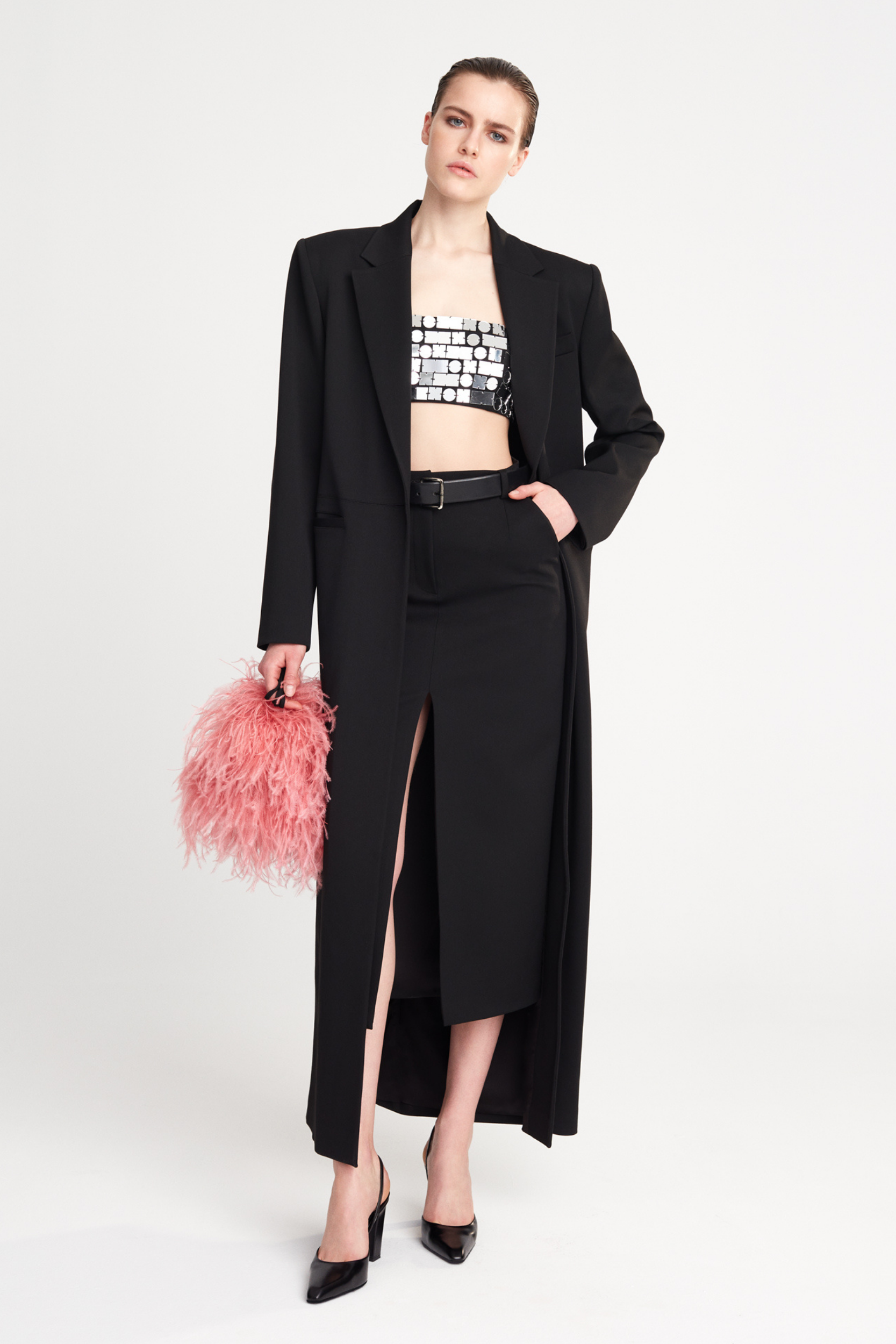 DUFFY -STRAPLESS CROP TOP WITH HAND STITCHED MIRRORS