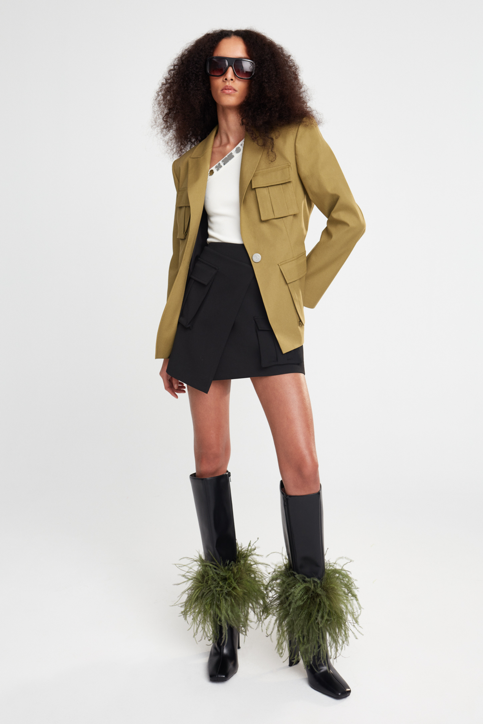 KELLY - WRAPPED MINI SKIRT WITH CARGO POCKETS in Black