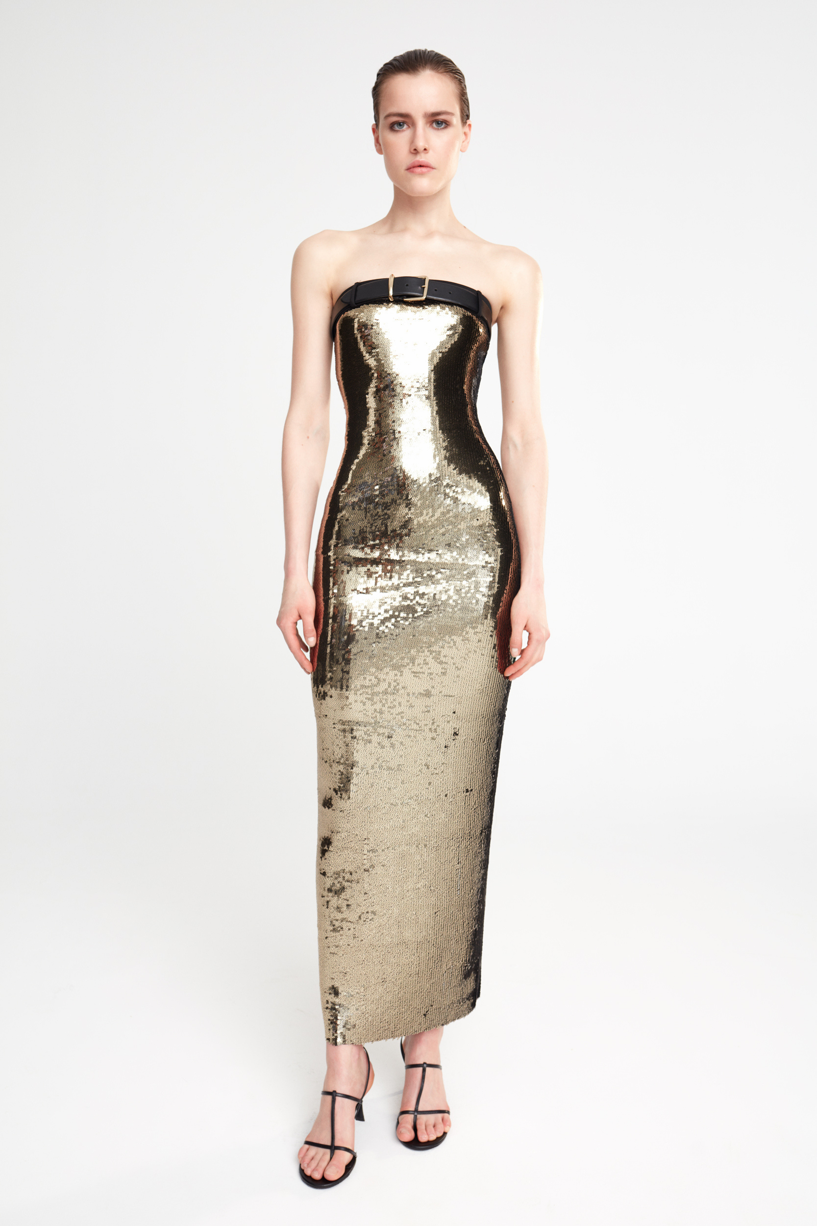 GLORIA - STRAPLESS SEQUIN MIDI DRESS