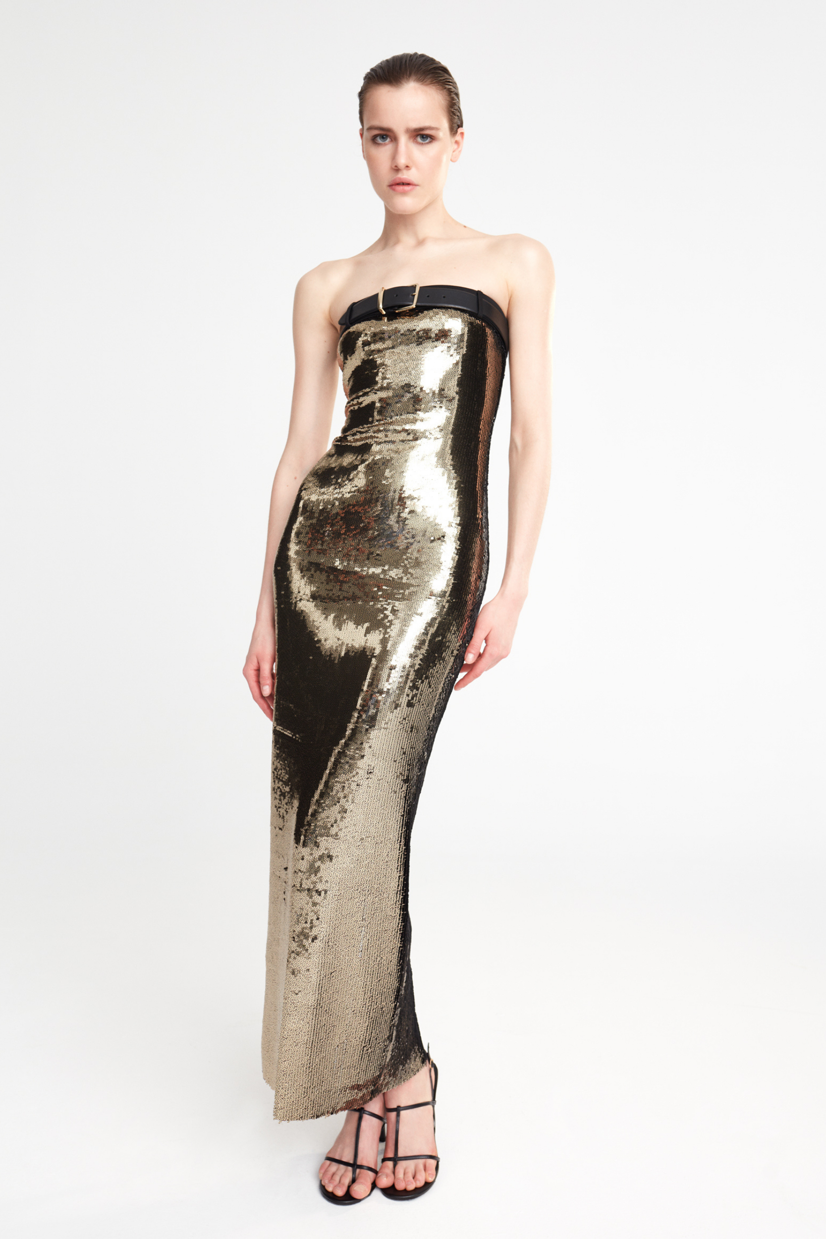 GLORIA - STRAPLESS SEQUIN MIDI DRESS