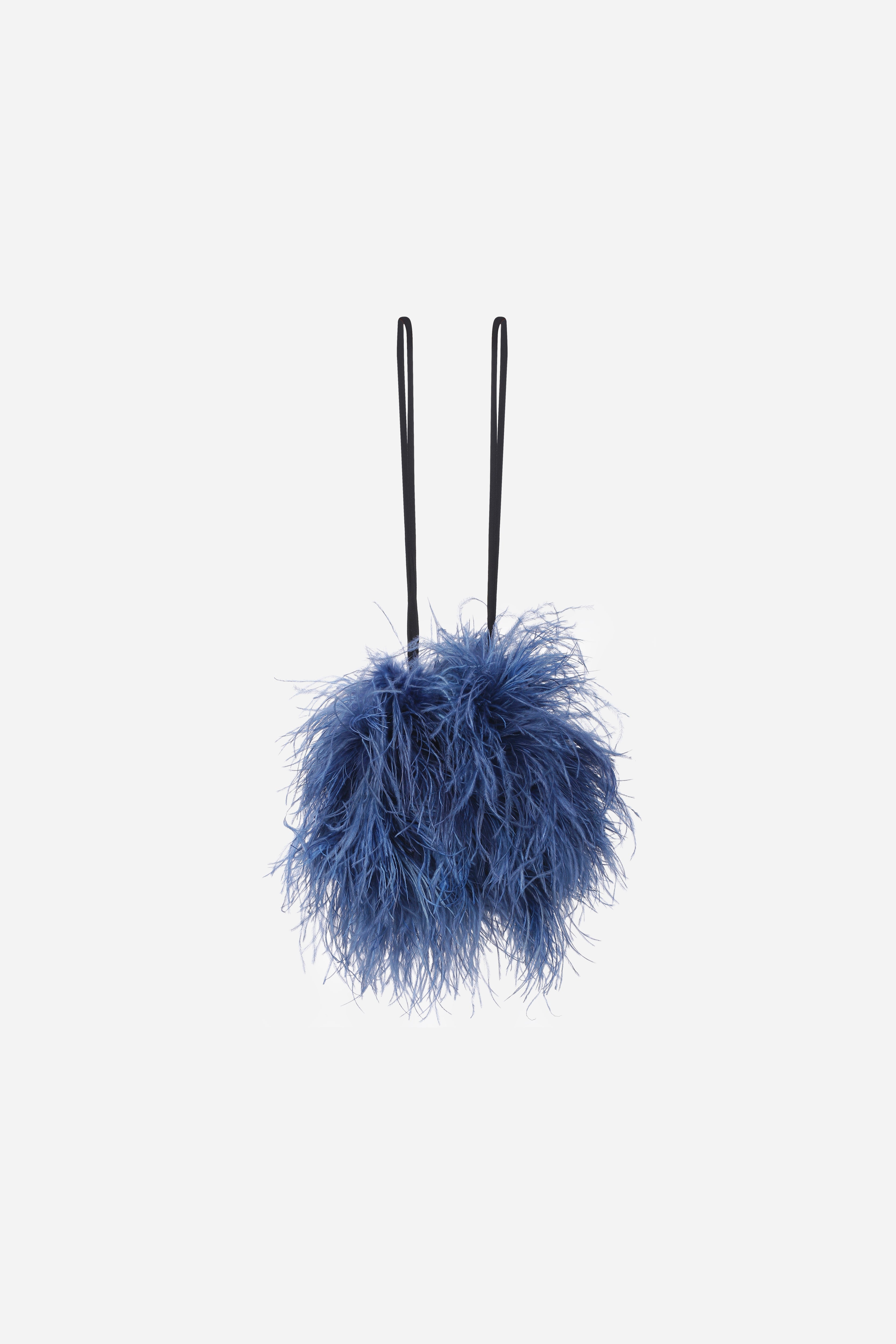 GIGI - OSTIRCH FEATHER HANDBAG IN BLUE
