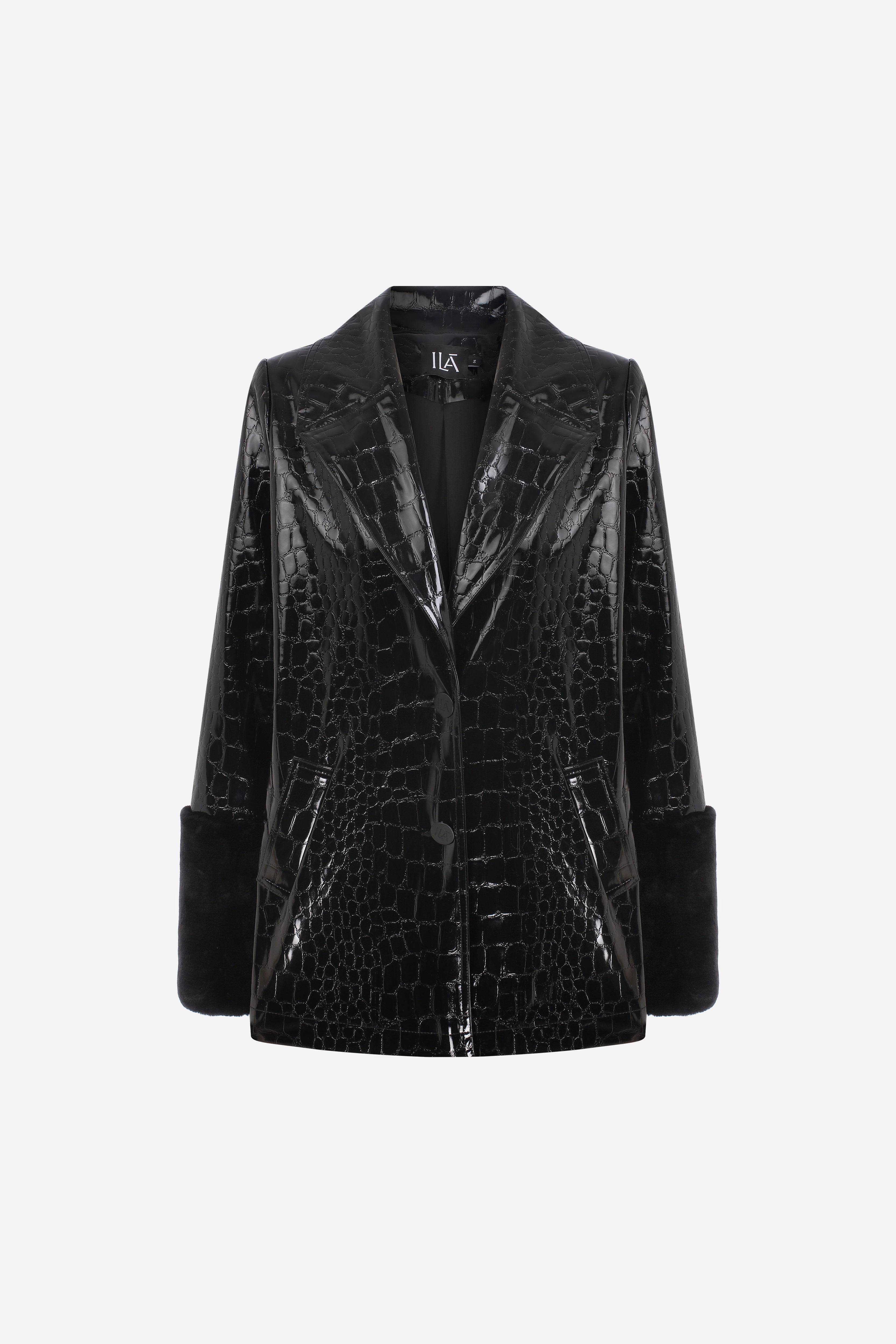 ROBERTA -VEGAN CROCO LEATHER JACKET