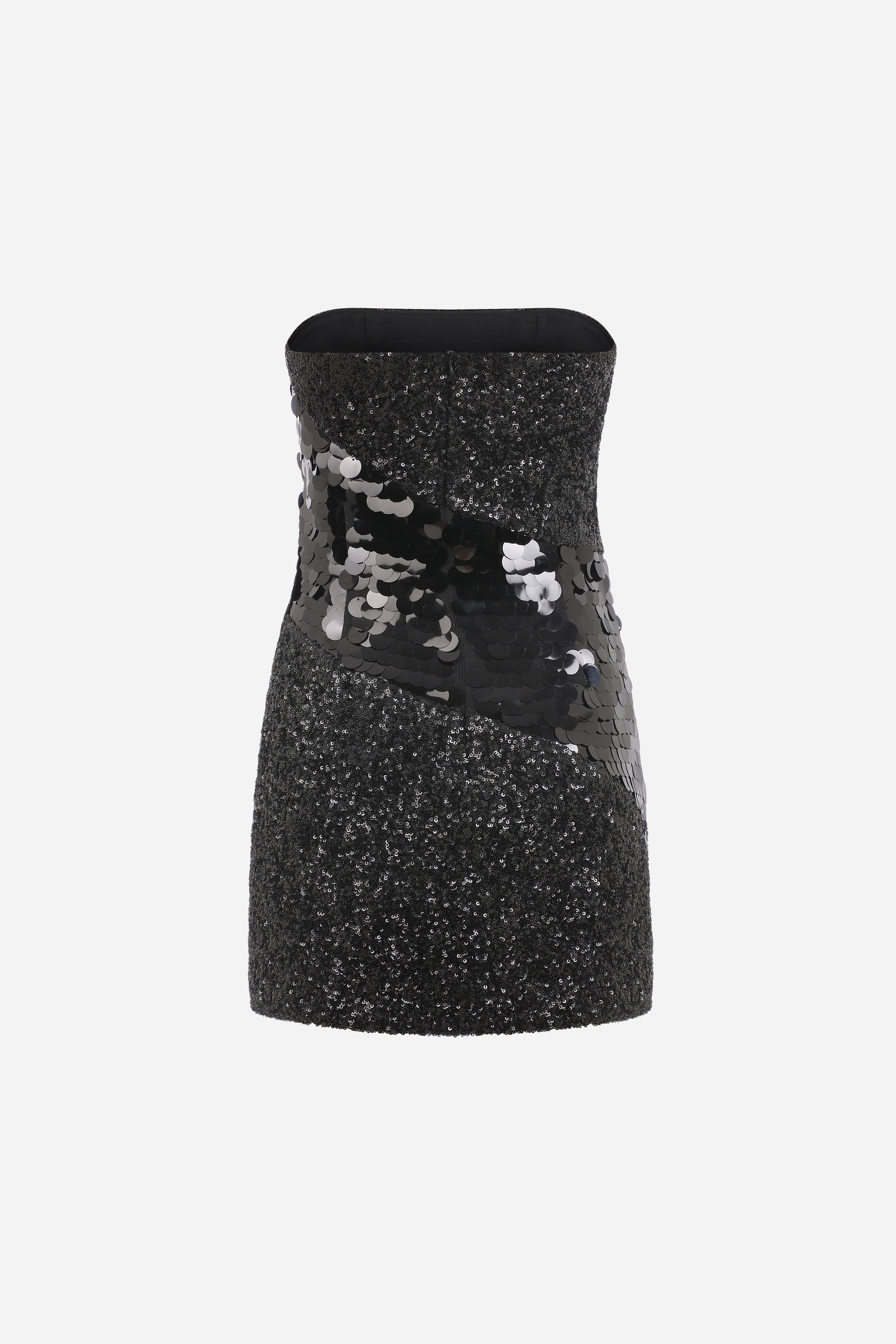 CARLA - STRAPLESS PATCHWORK SEQUIN MINI DRESS