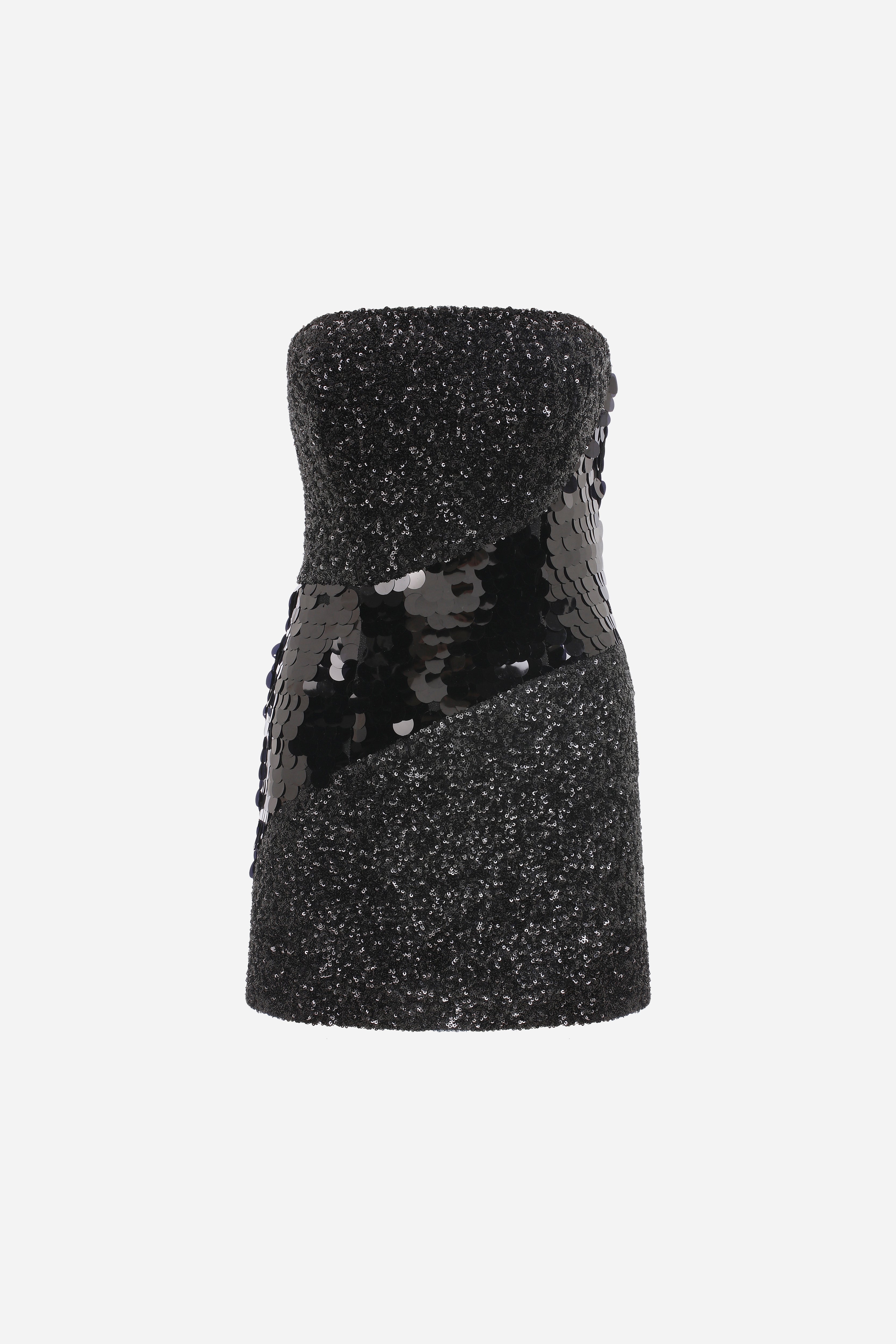 CARLA - STRAPLESS PATCHWORK SEQUIN MINI DRESS