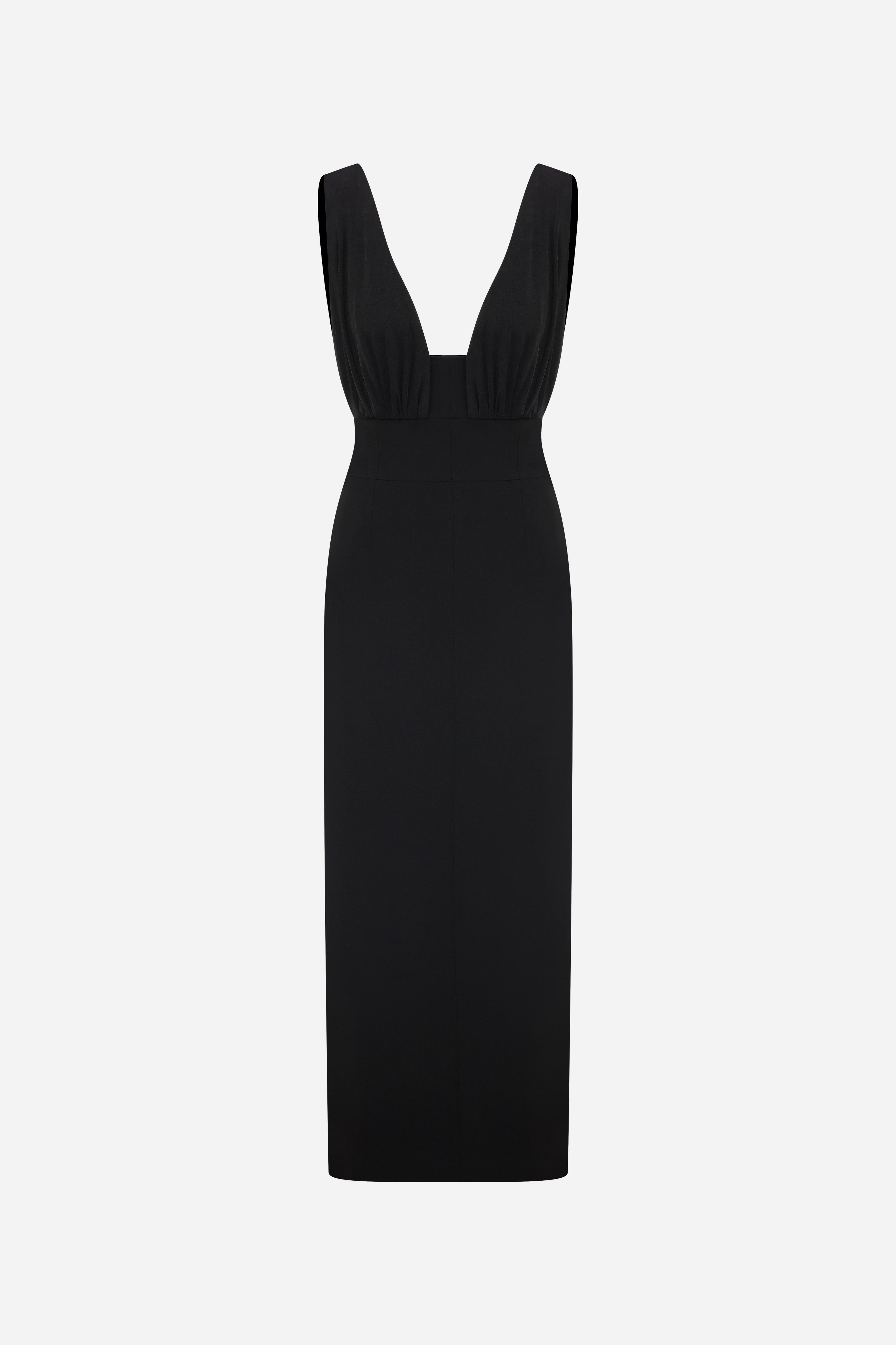 EDITH - V NECK CORSET MIDI DRESS