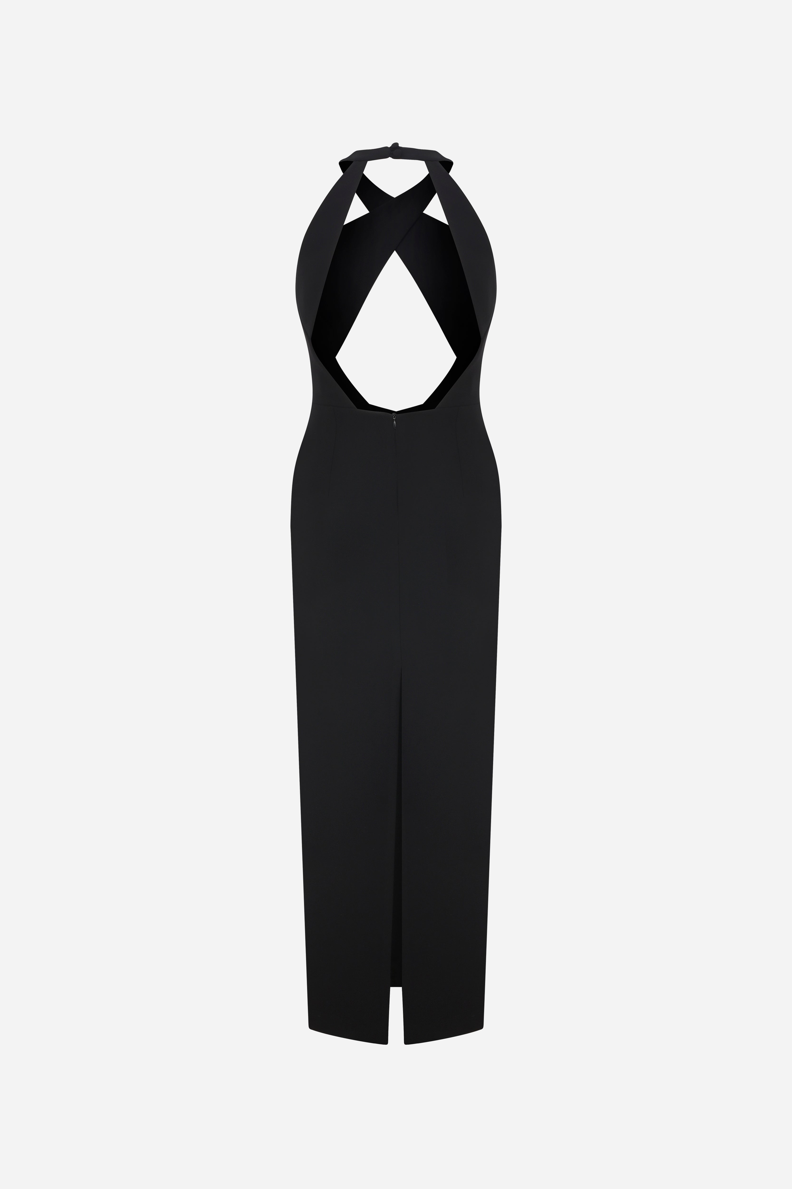 EVA - CROSSOVER NECK DRESS WITH OPEN BACK