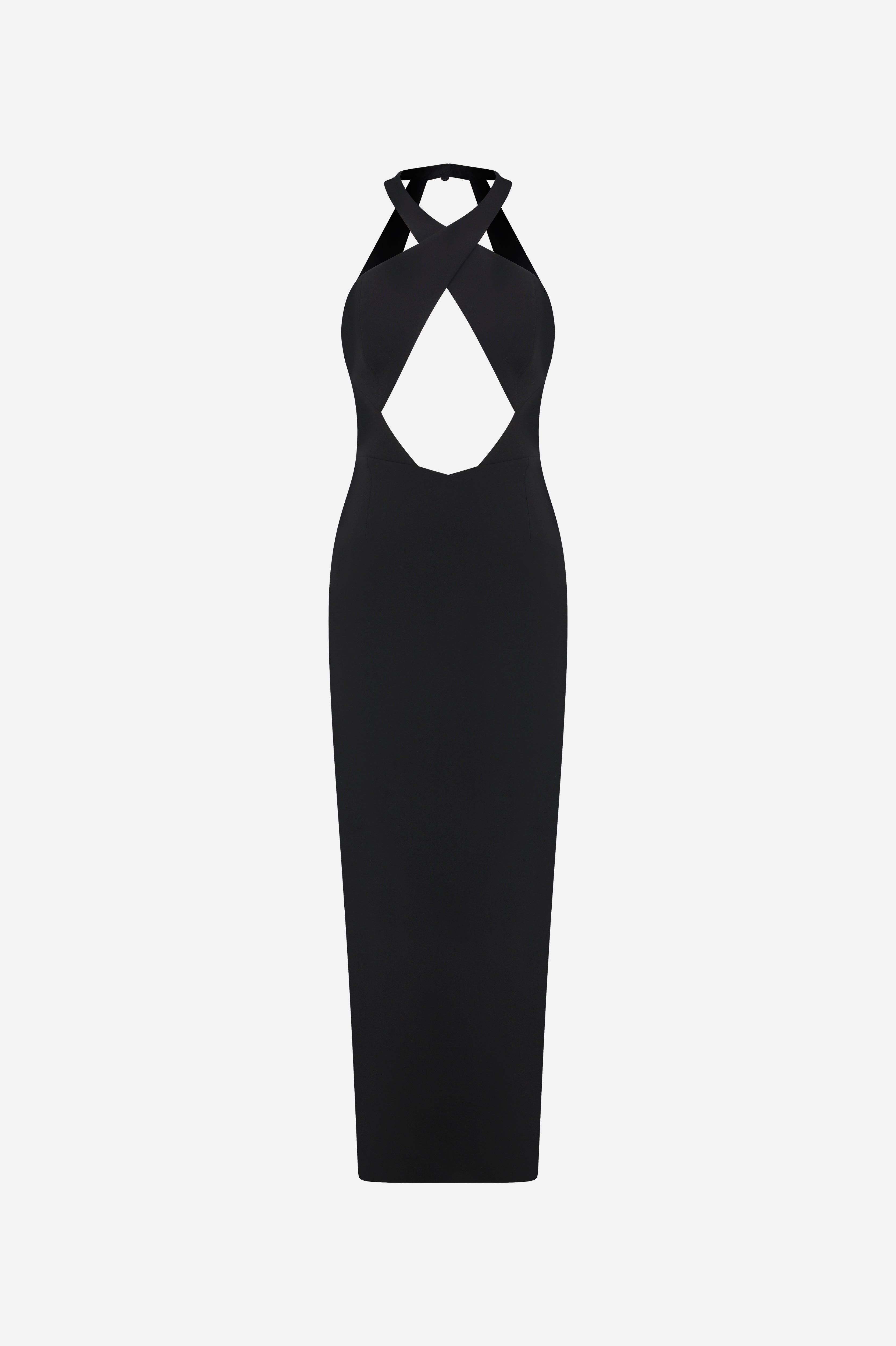 EVA - CROSSOVER NECK DRESS WITH OPEN BACK