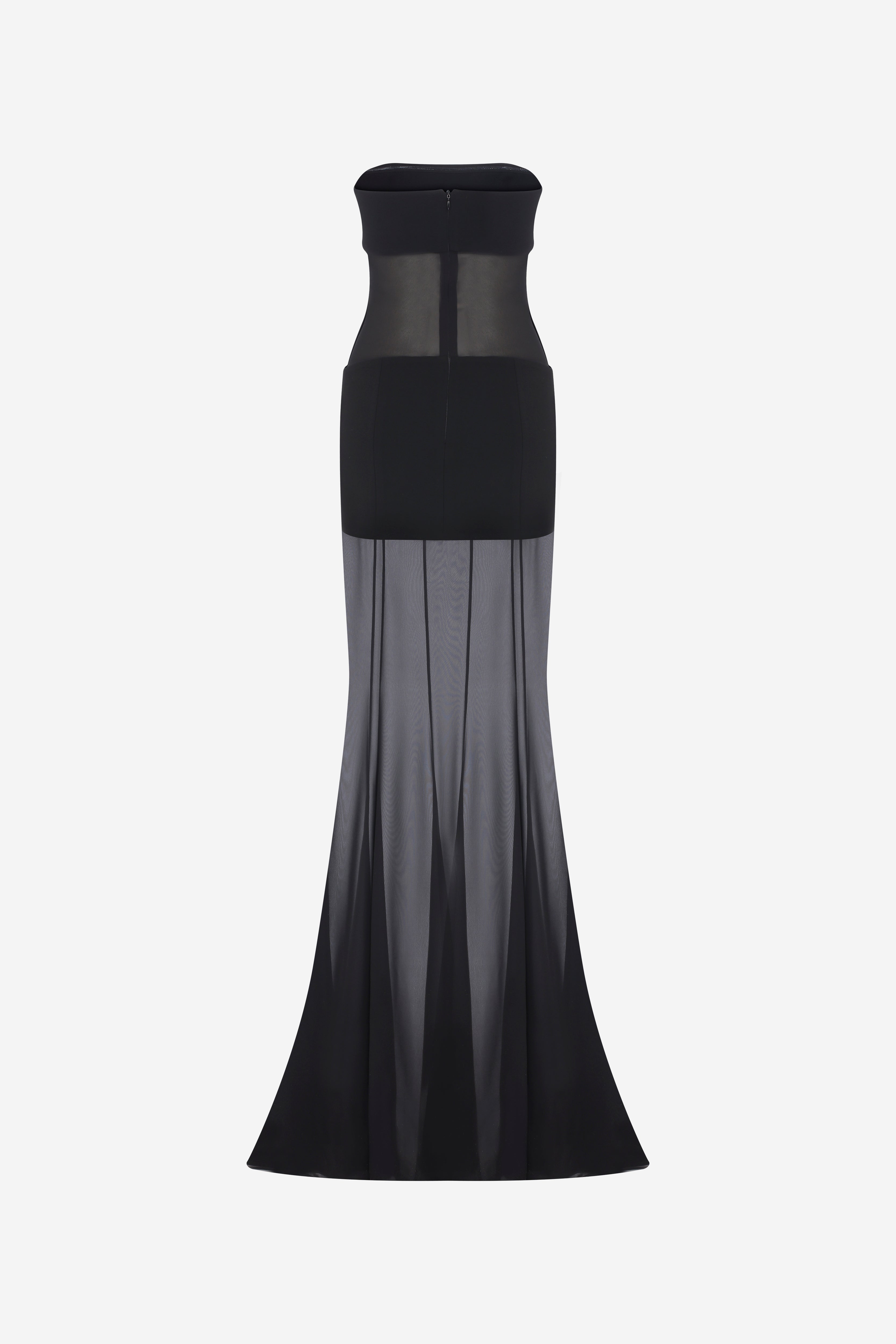 KATE -STRAPLESS SEE-THROUGH CHIFFON DRESS