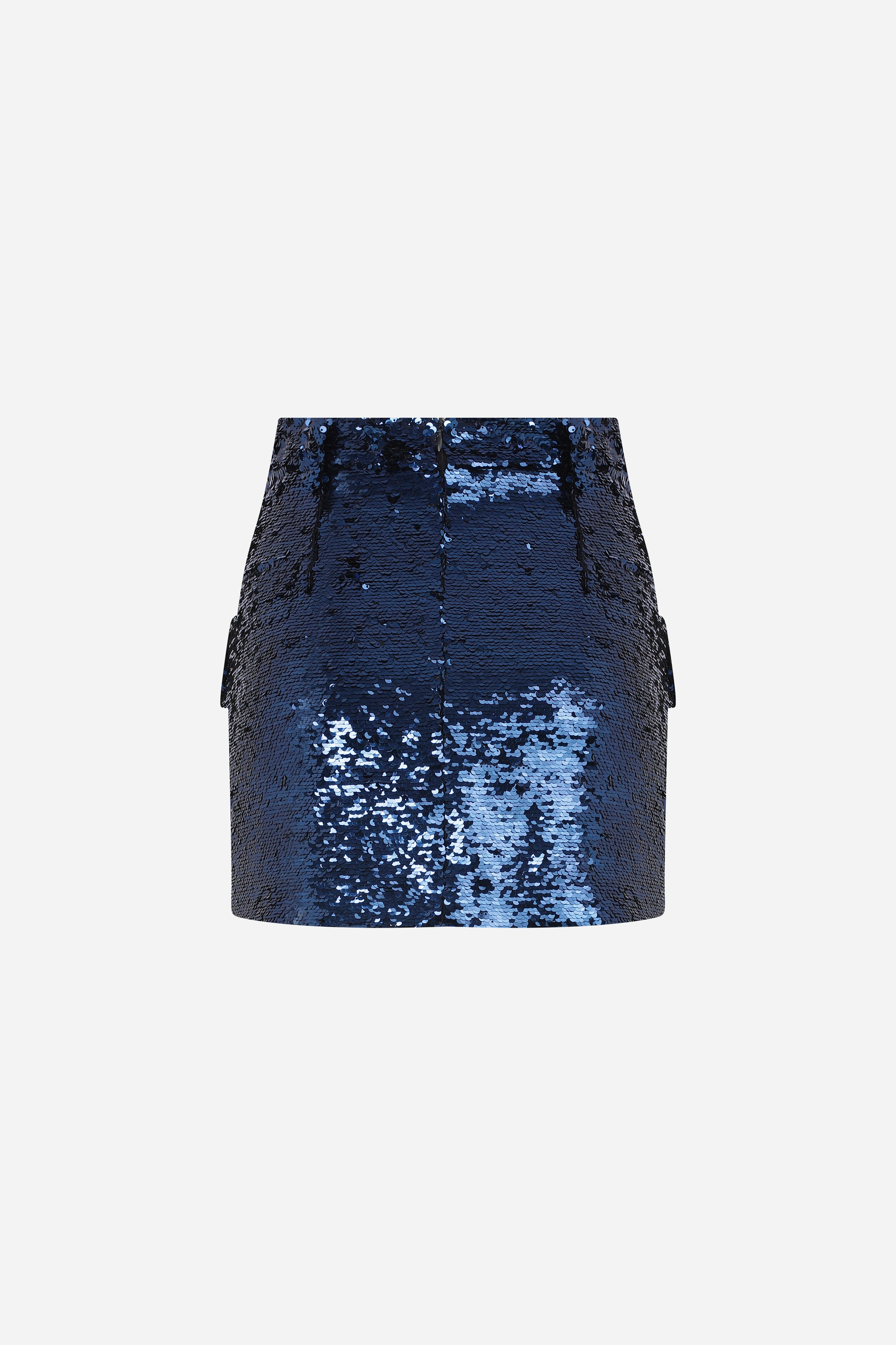 Liza - Sequin Mini Skirt With Cargo Pockets