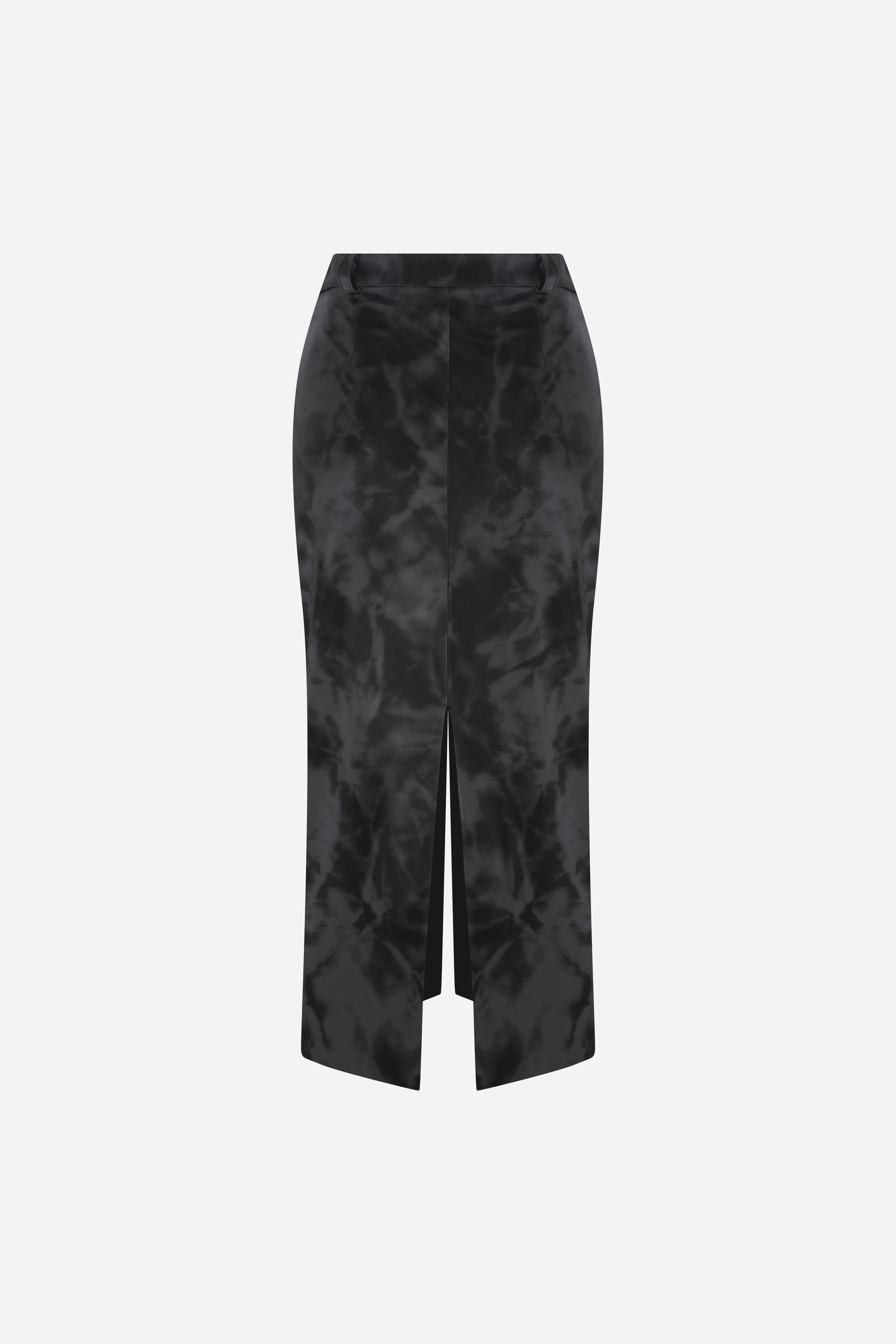 NINA - VEGAN LEATHER MIDI SKIRT WITH DOUBLE SLIT