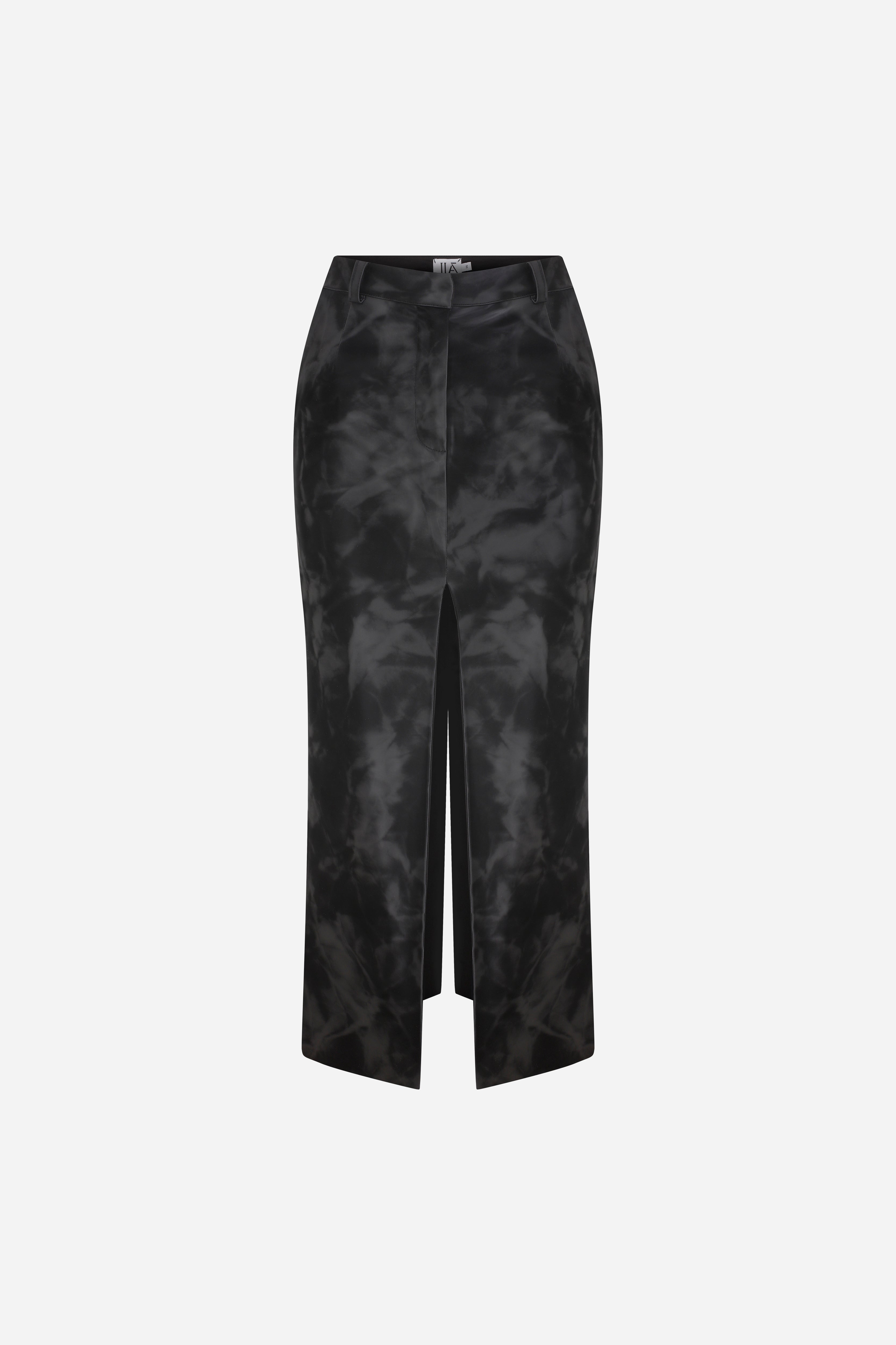 NINA - VEGAN LEATHER MIDI SKIRT WITH DOUBLE SLIT