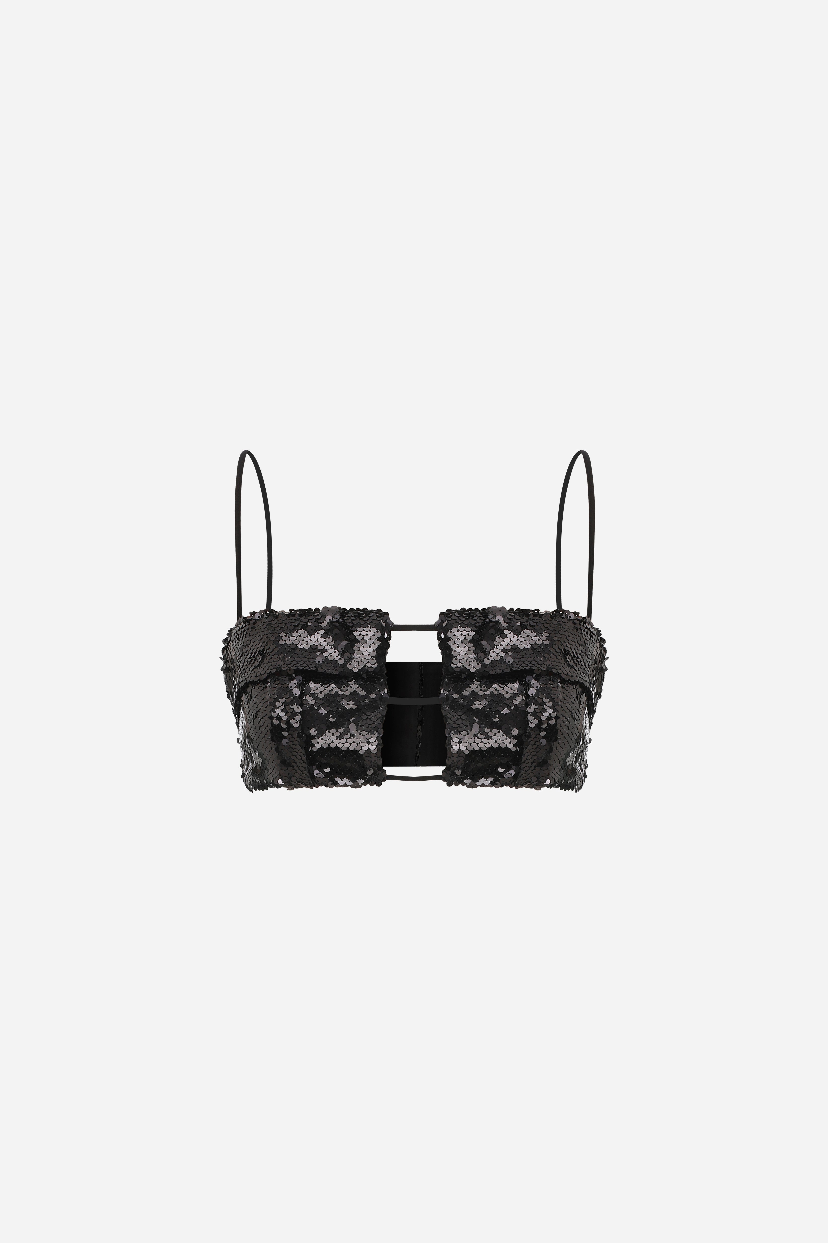 LIZA - SEQUIN CROP TOP WITH CARGO POCKETS