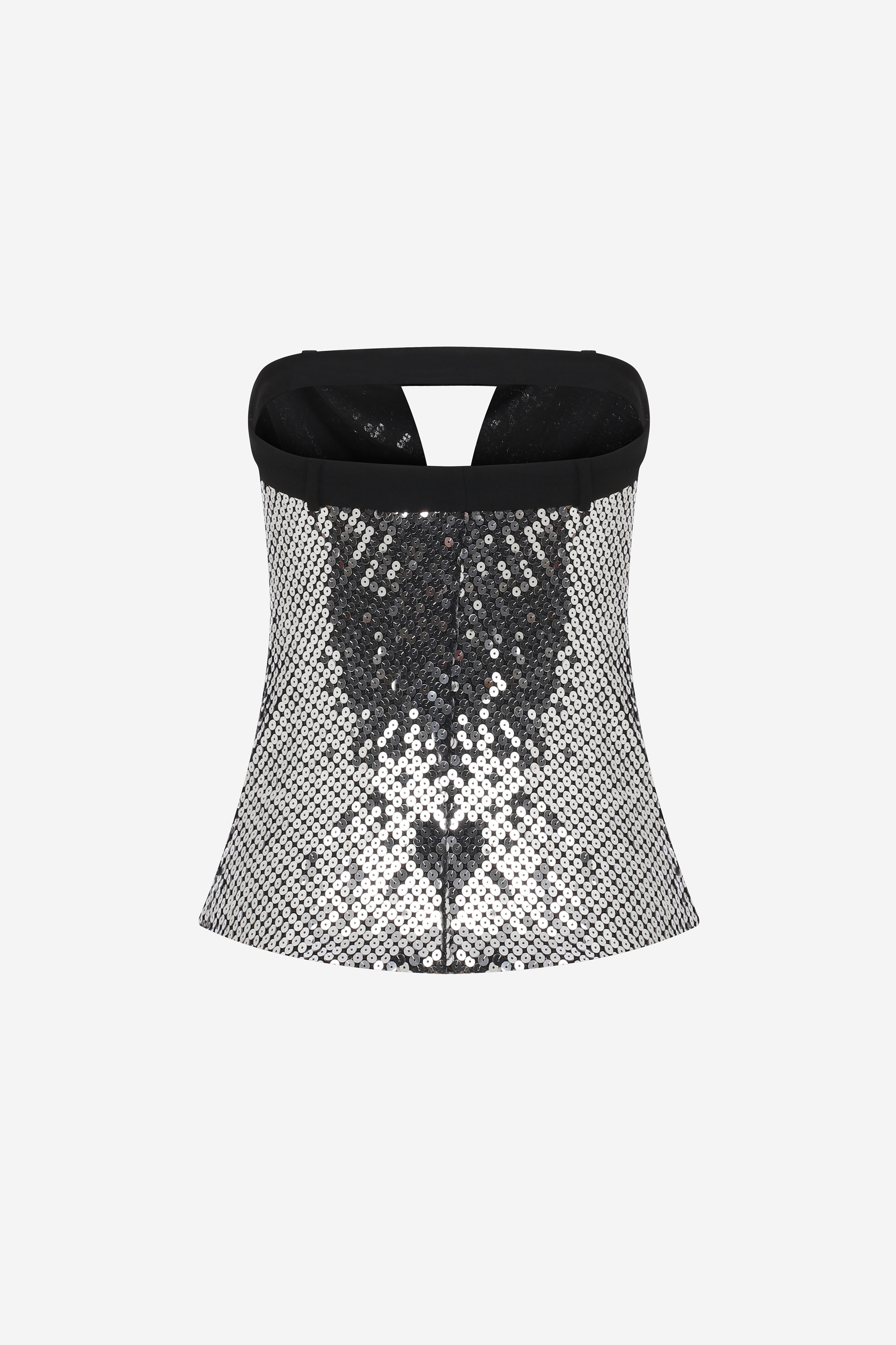 TINA - STRAPLESS COWL NECK TOP in SILVER