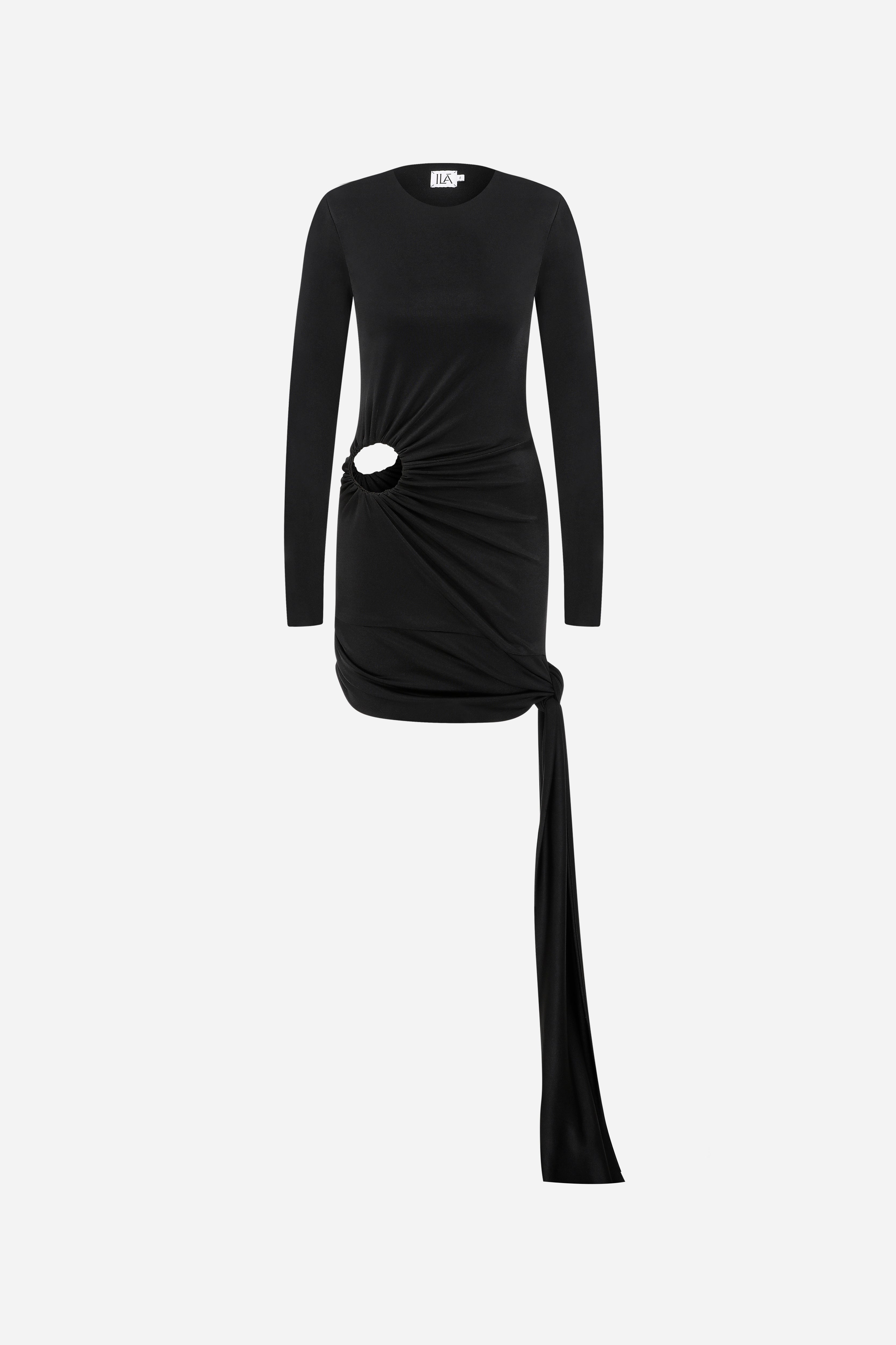 Fei - Long Sleeved Mini Dress With Ring Cut-Out On Waist
