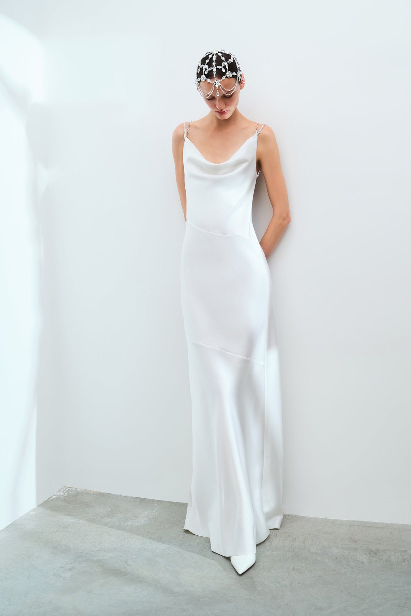 silk cowl neck dress long Cowl-Neck Long Prom Dress with Drape Back Rose Gold / Small