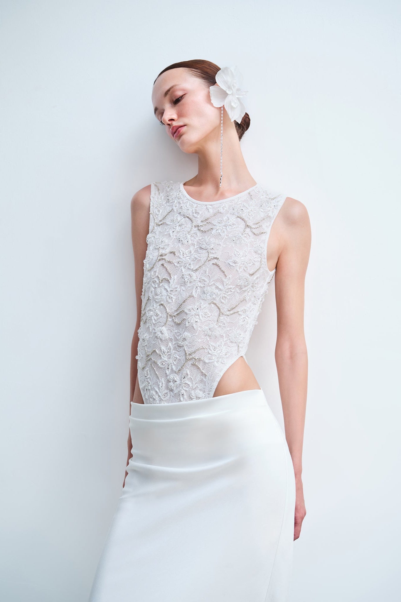 Naomi - Hand-Embroidered Backless Lace Bodysuit