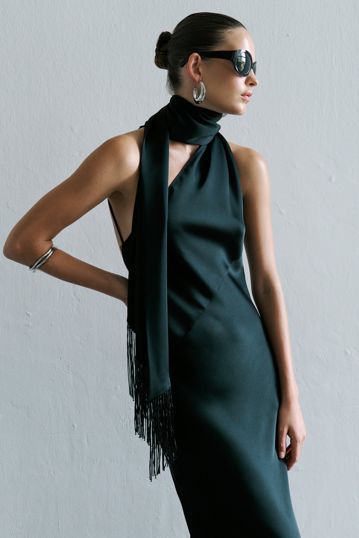 black satin one shoulder maxi dress Black Satin Dress - Pleated Maxi Dress - One-Shoulder Dress
