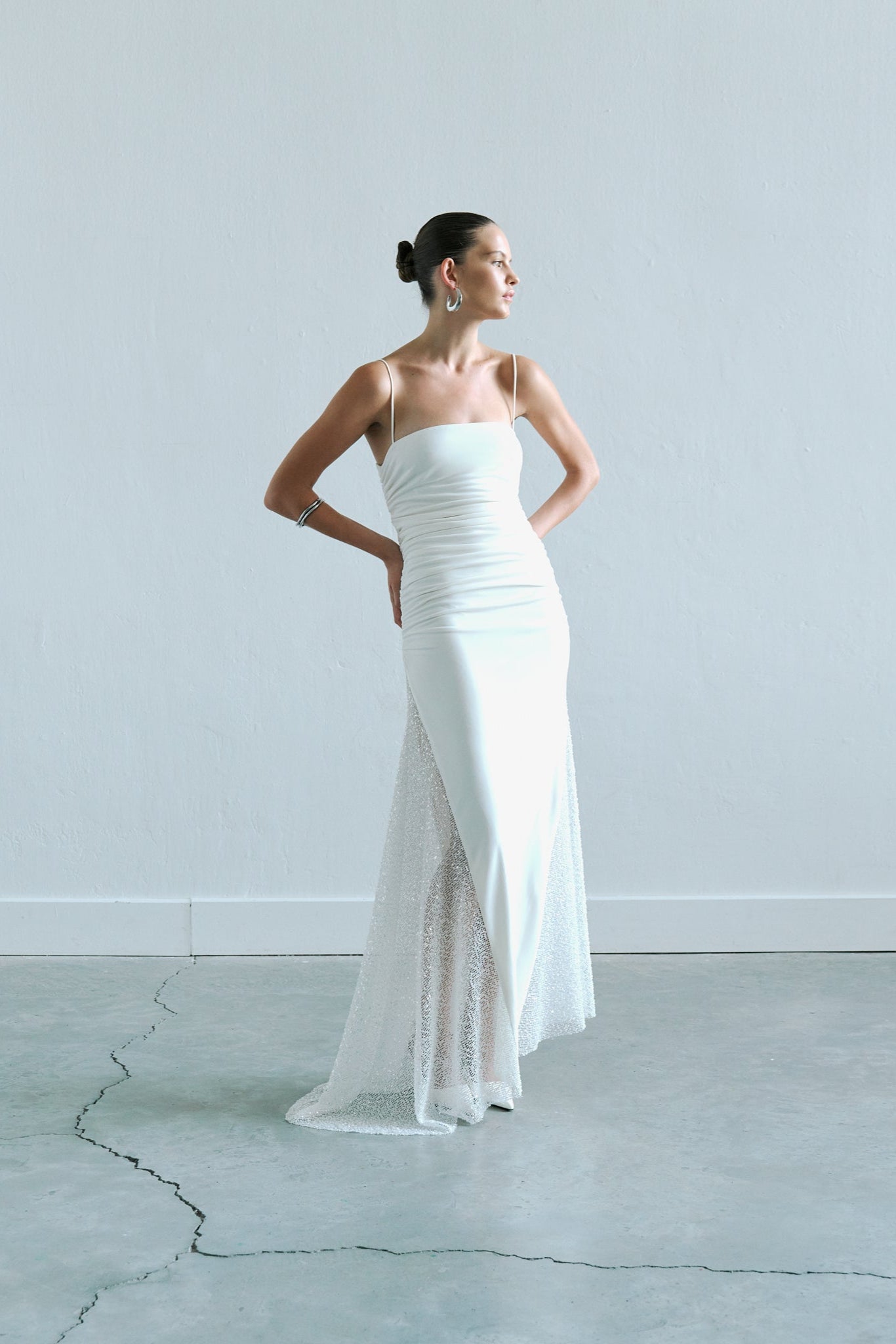 Elle - Midi Dress with Side Sequin Details and Draping
