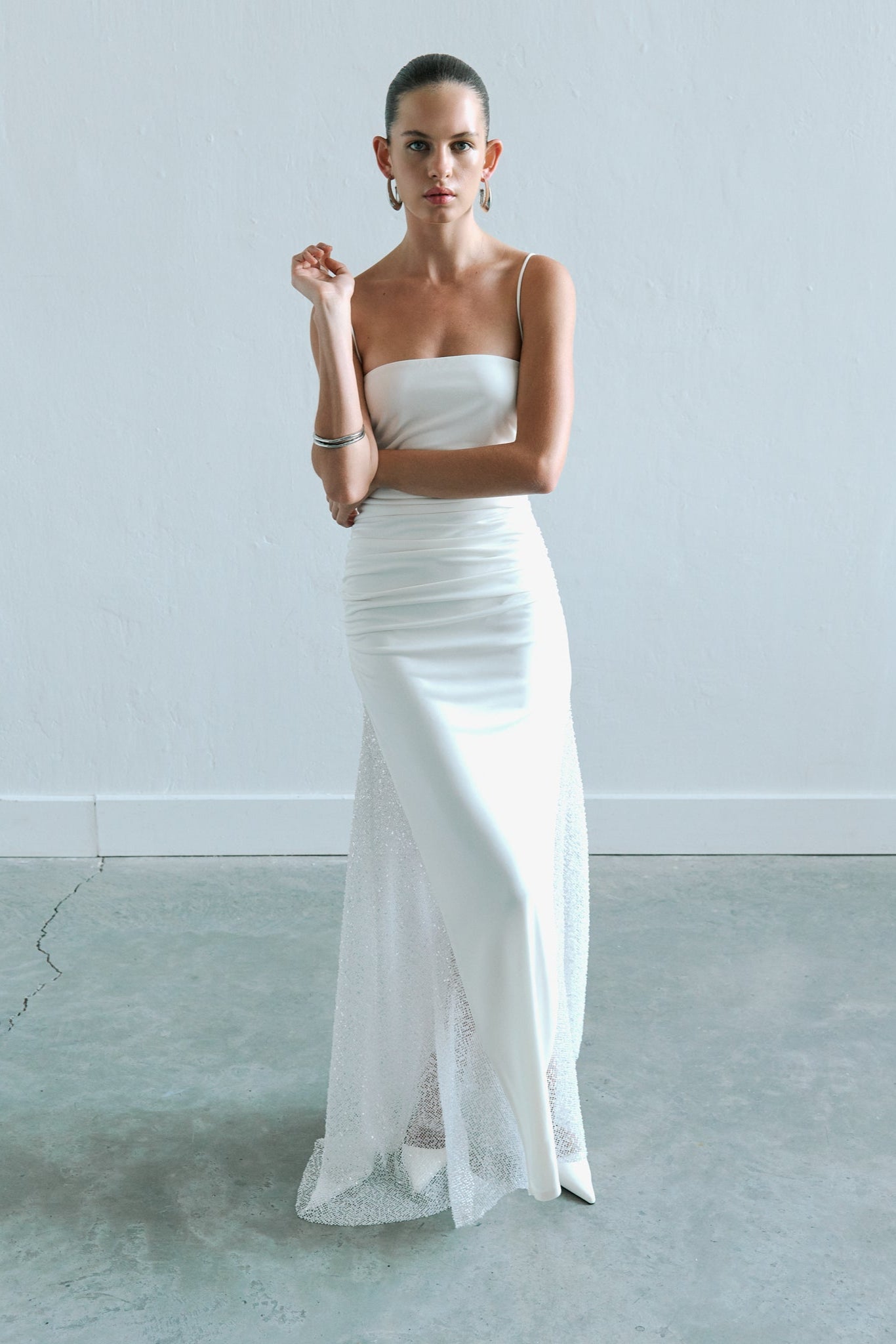 Elle - Midi Dress with Side Sequin Details and Draping