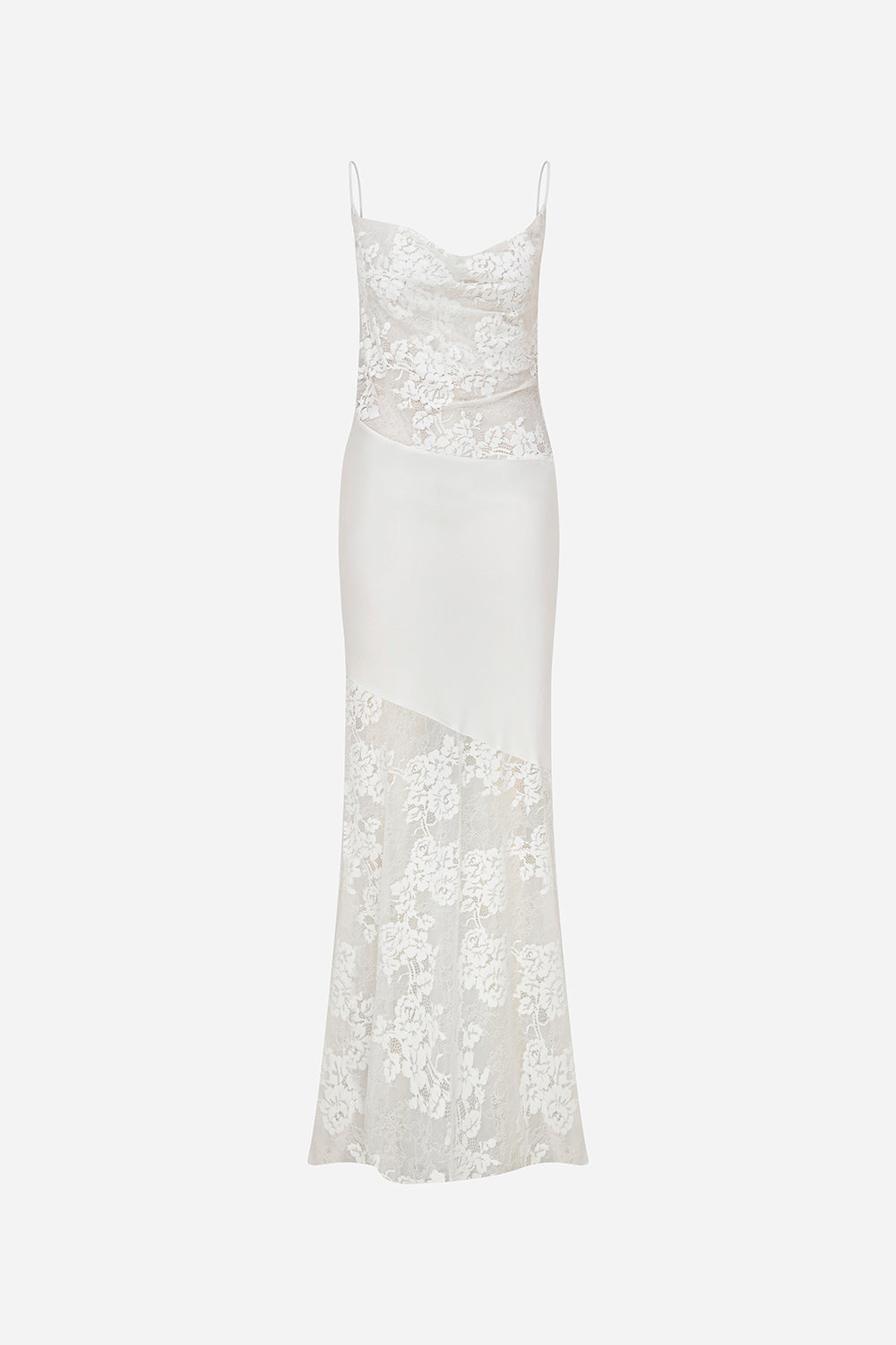 Brittany - Satin And Lace Mixed Bias Cut Maxi Dress