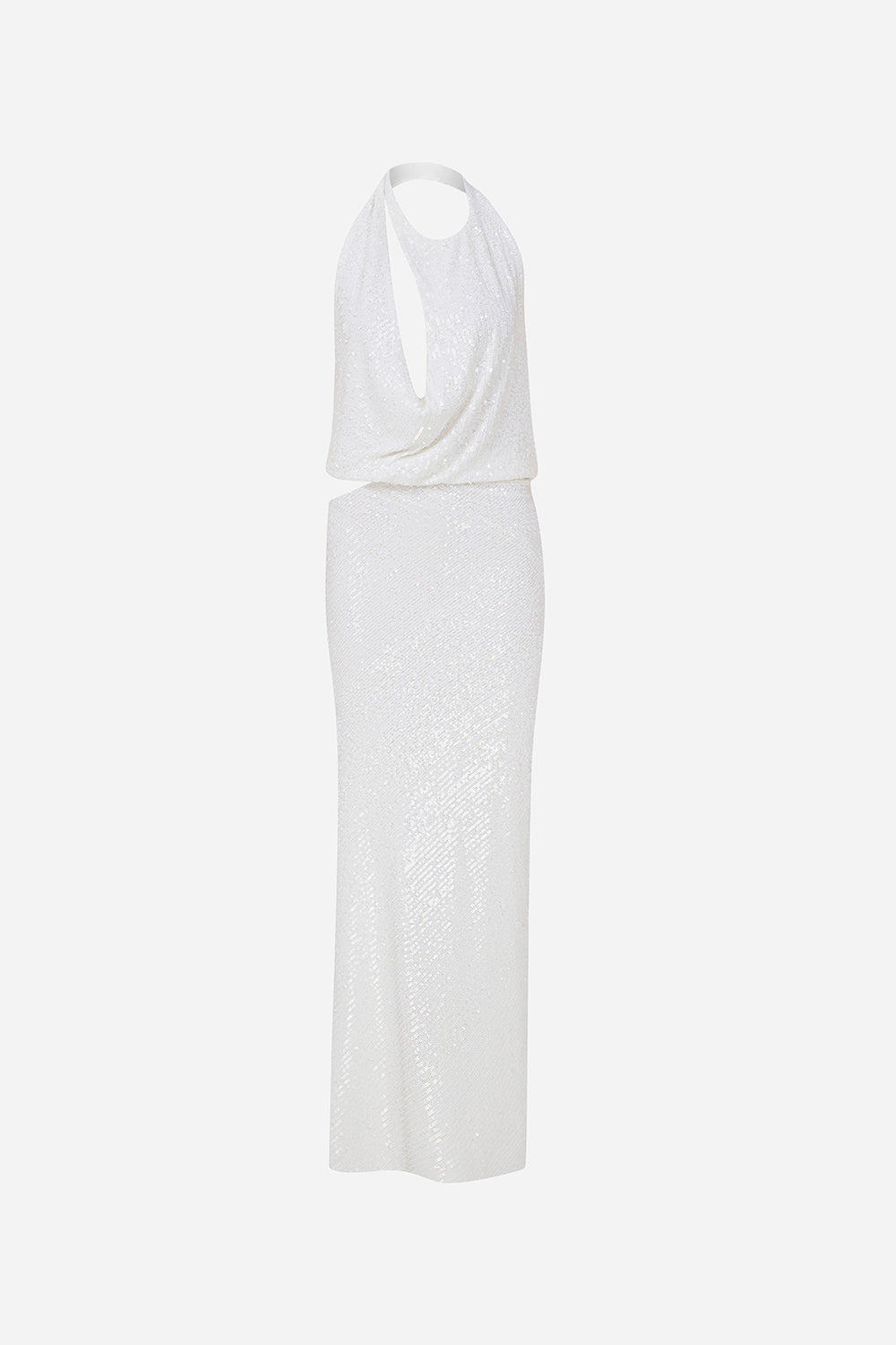 Anya - Crowl Neck Cut Out Detailed Maxi Sequin Dress