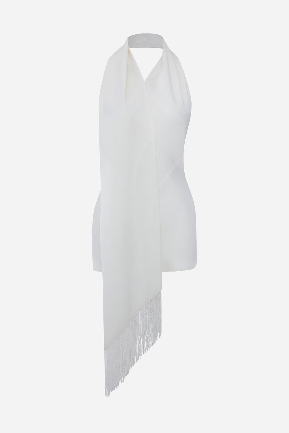 Ross - One Shoulder Satin Top with Beaded Fringe Detail
