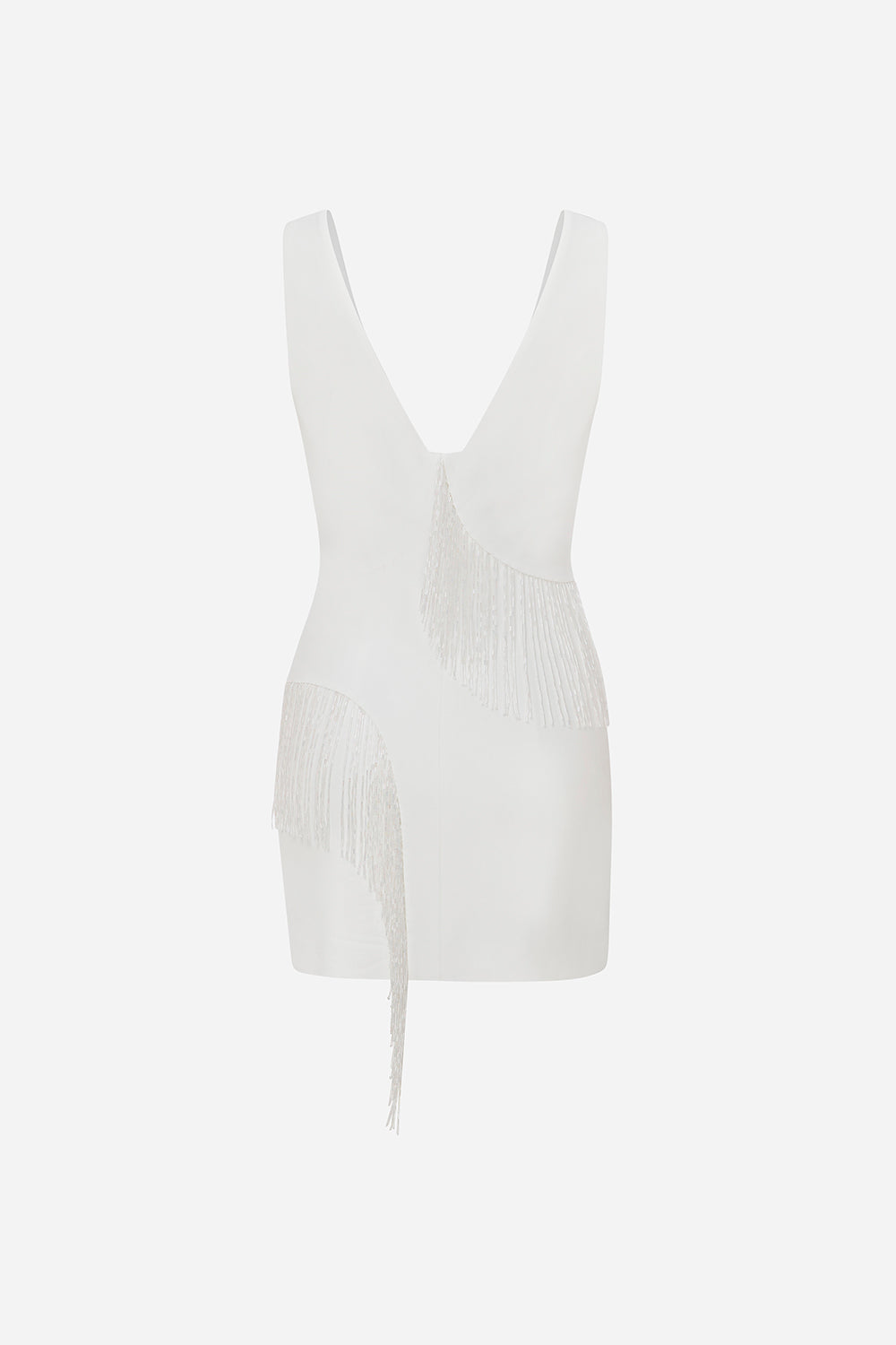 Belle - V Neck Mini Dress With Beaded Fringe Detail