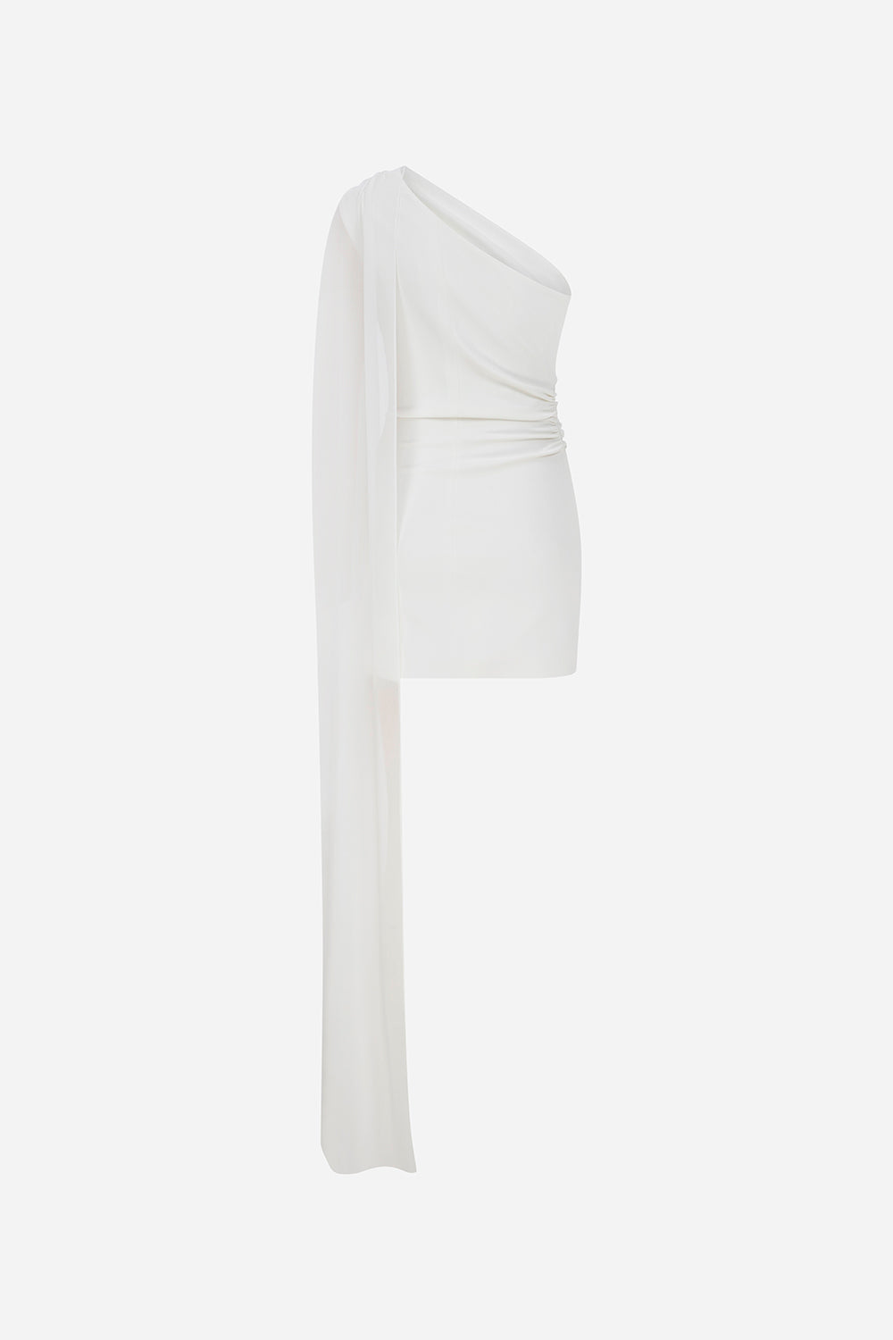 Mery - One Shoulder Mini Dress With See Through Cape Detail
