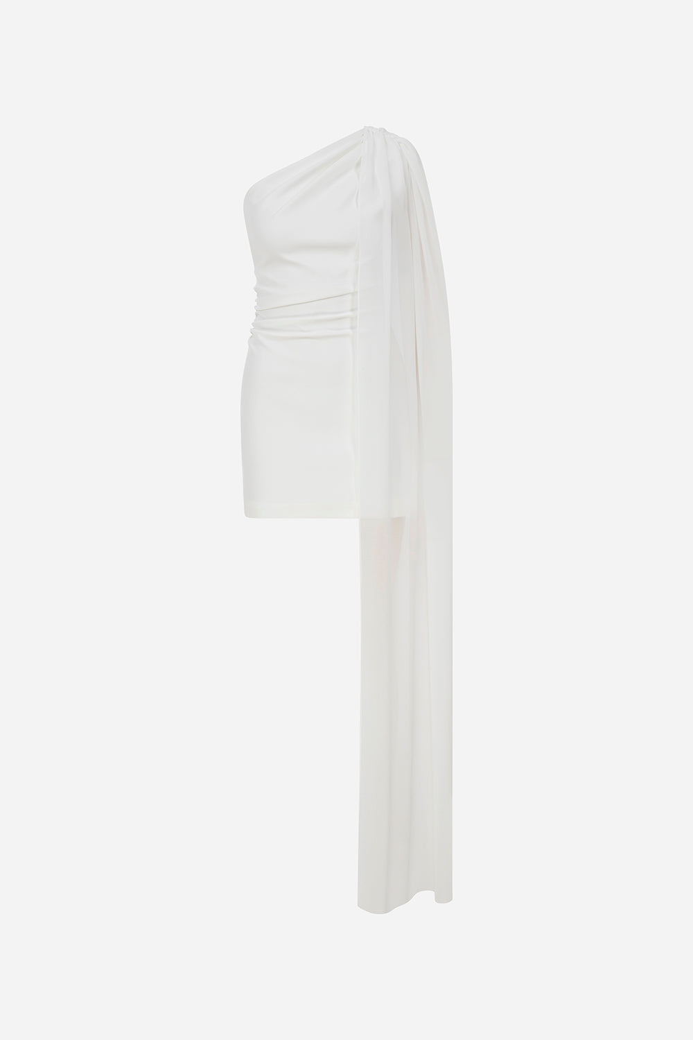 Mery - One Shoulder Mini Dress With See Through Cape Detail