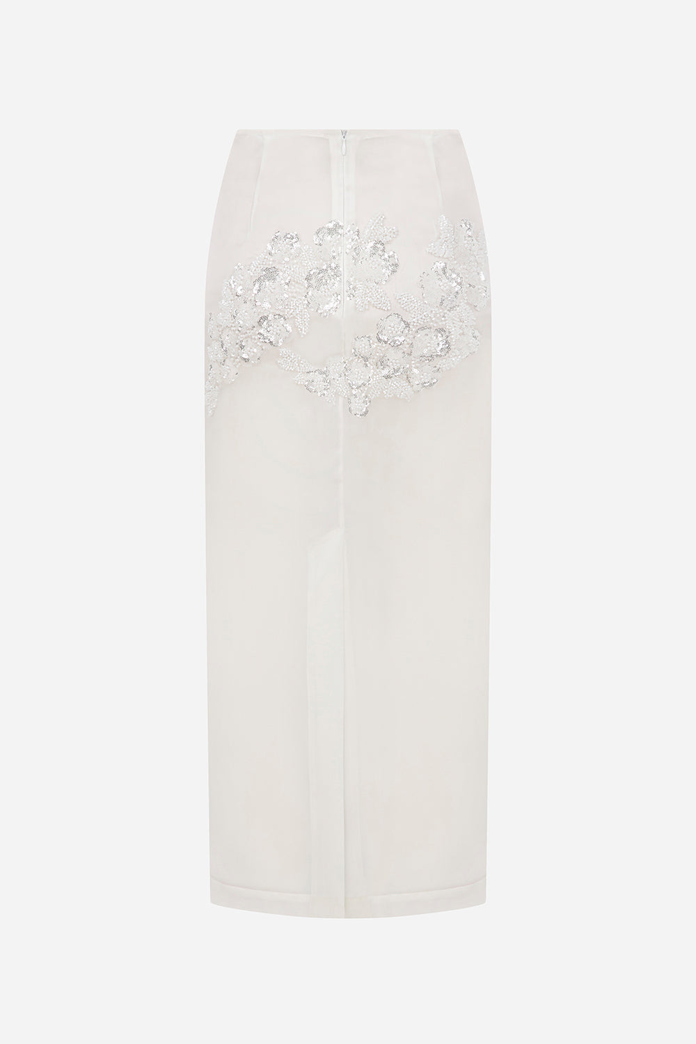 Pixie - Applique Detailed Silk Organza Pencil Skirt