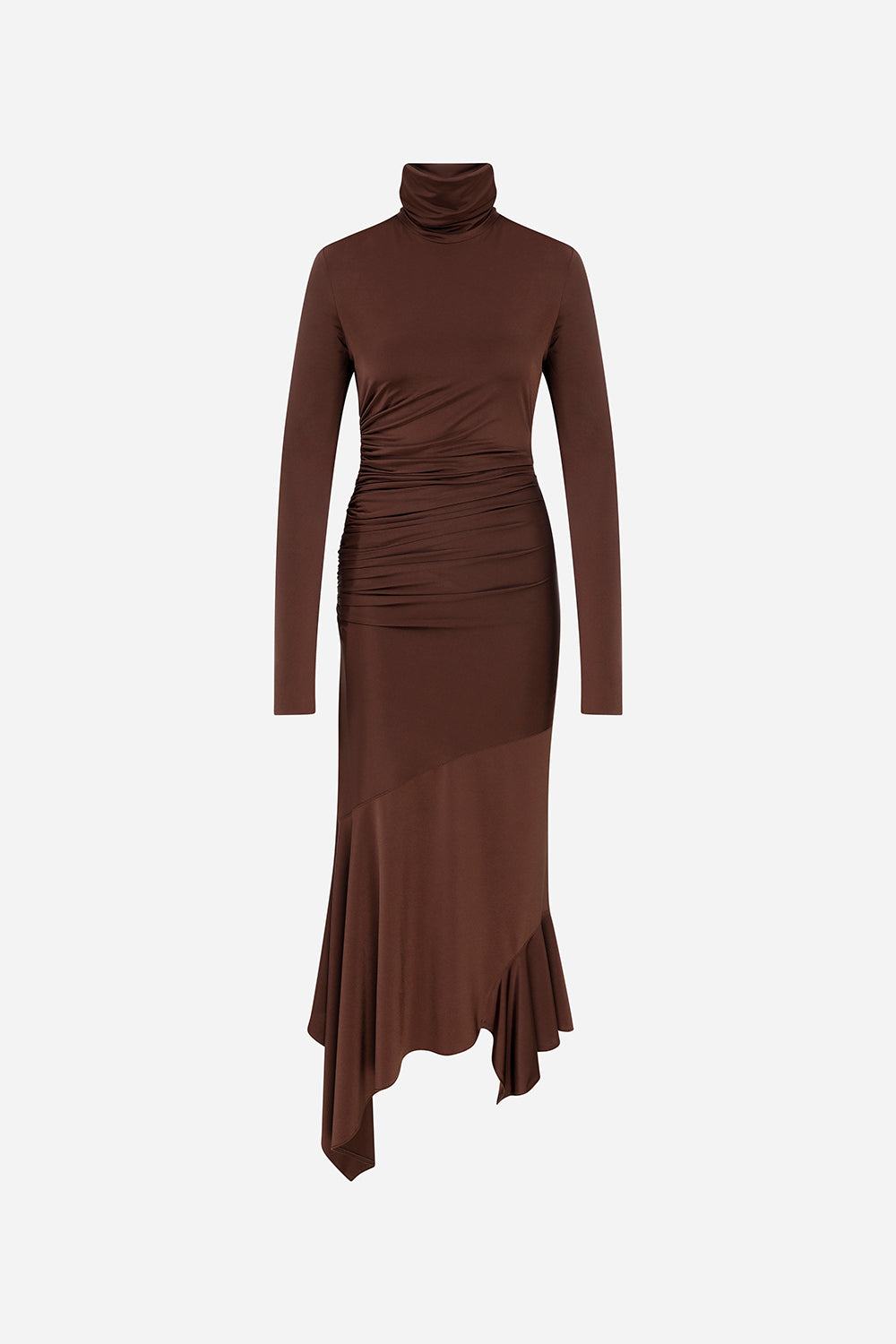 Cecily - Turtle Neck Long Sleeve Jersey Midi Dress