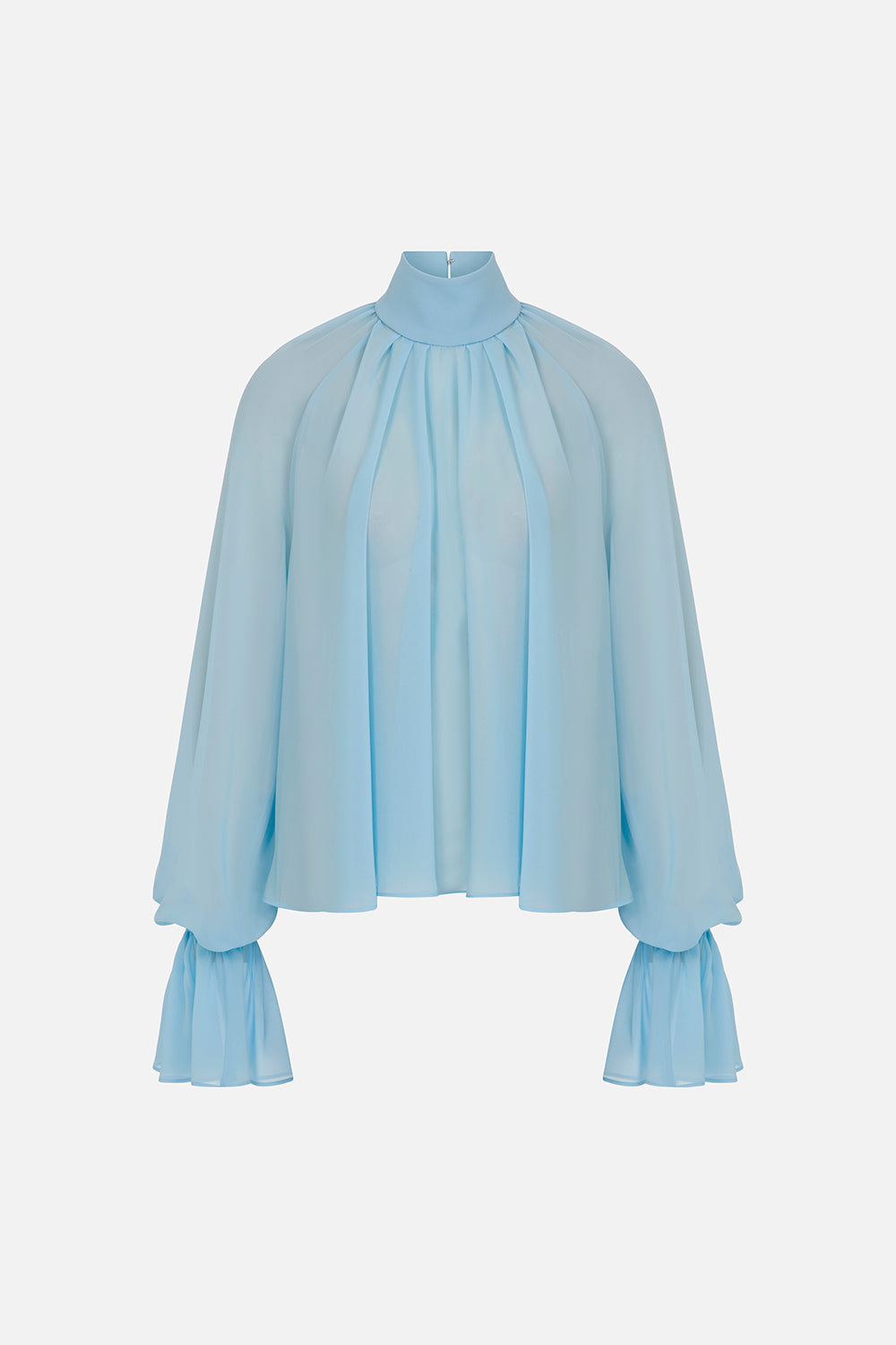 Pam Ruched Chiffon Blouse in Light Blue – ILA Official
