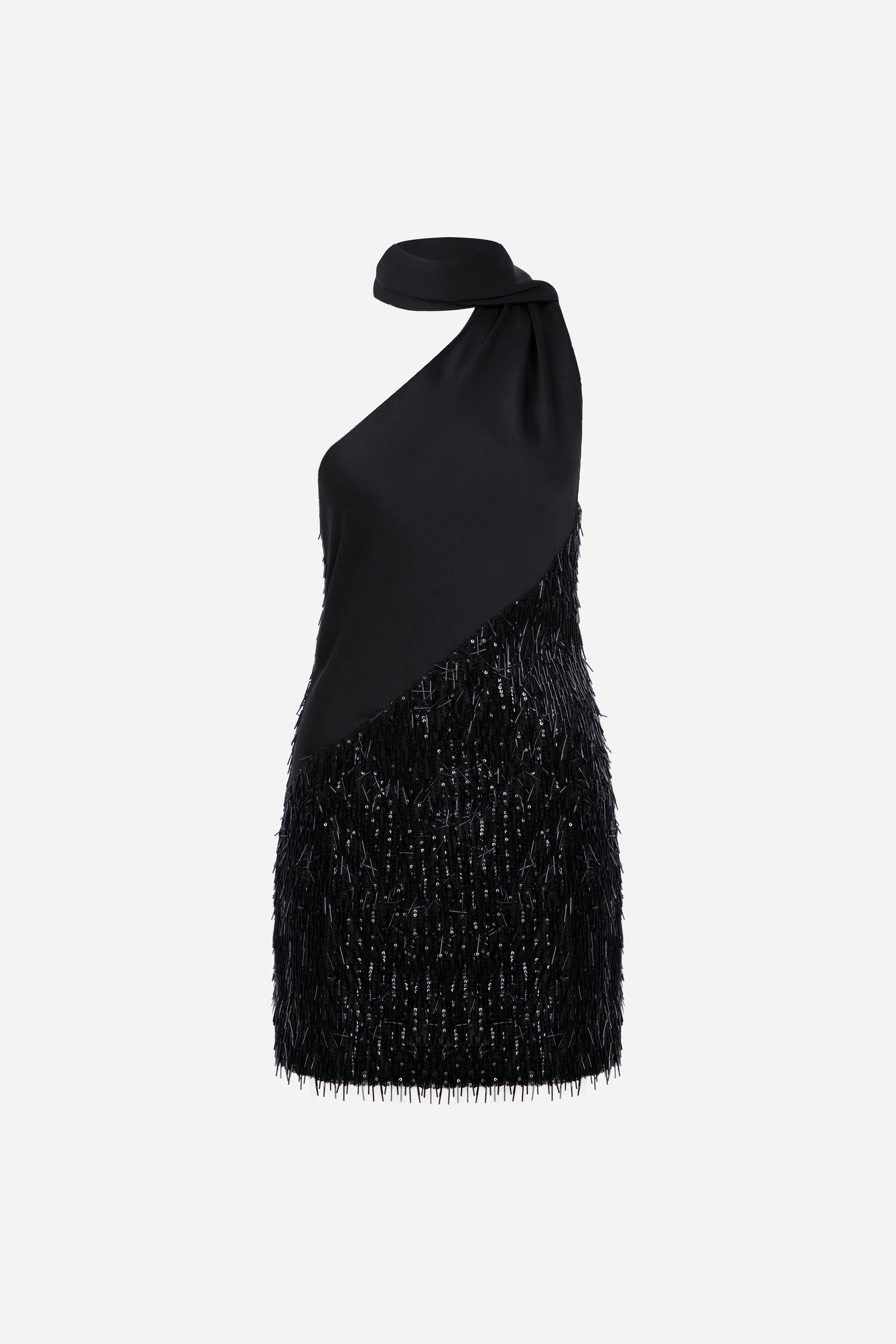 Asia - One Shoulder Satin and Sequin Detailed Mini Dress