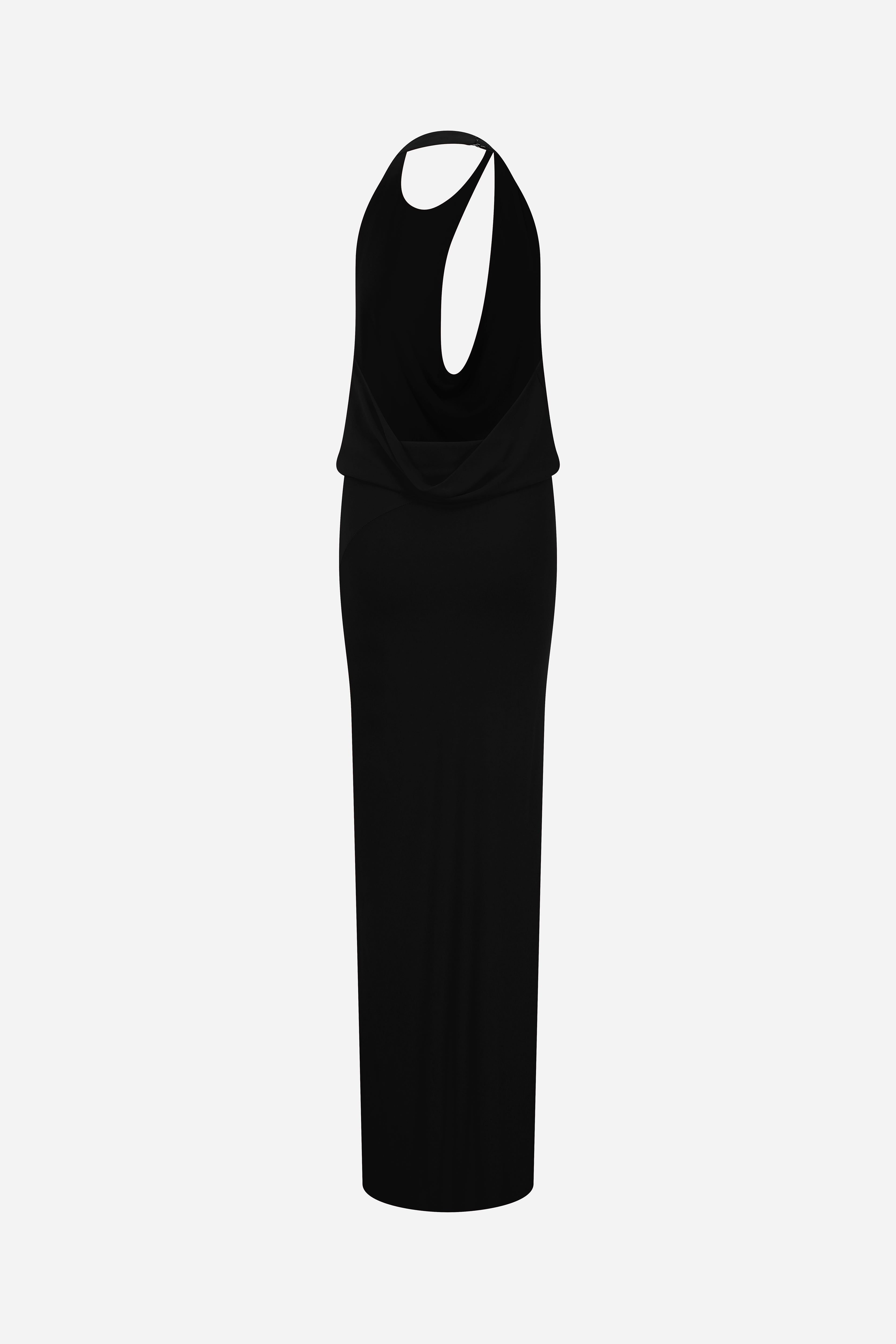 Anya - Crowl Neck Cut Out Detailed Maxi Jersey Dress