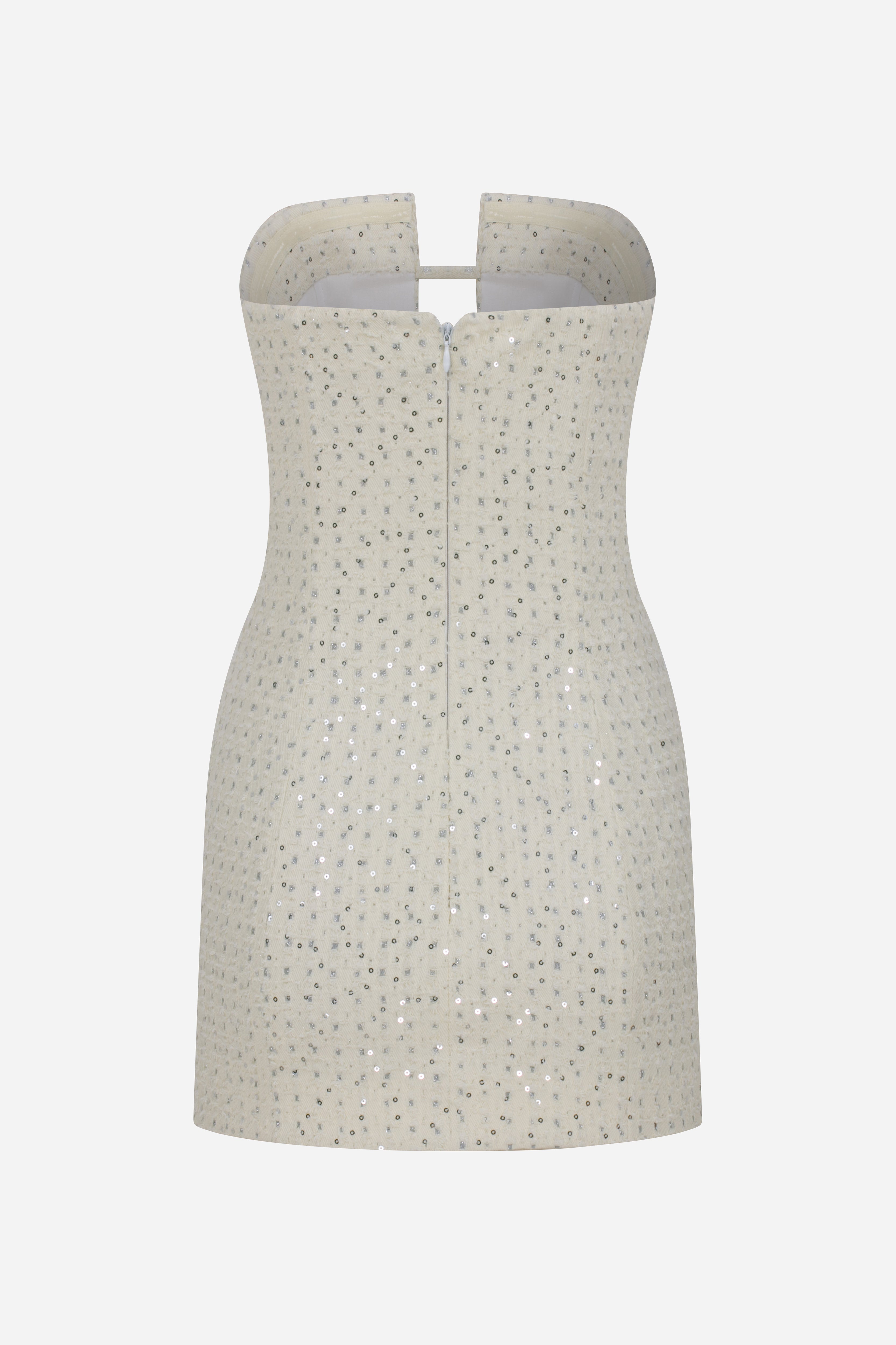 Charlotte - Strapless 3-Strings Detailed Mini Denim Dress
