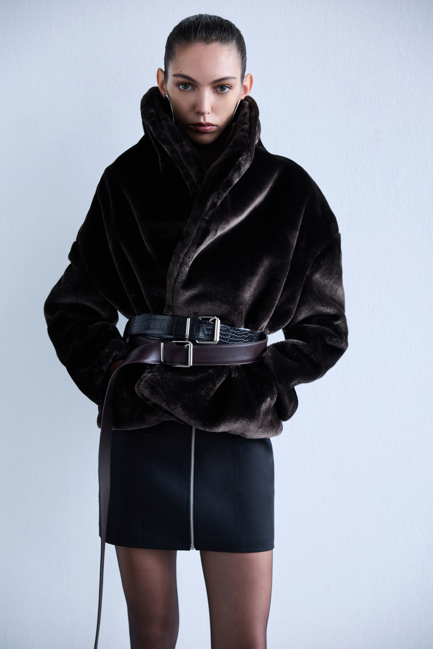ILA - Extra Long Croco Belt in Black