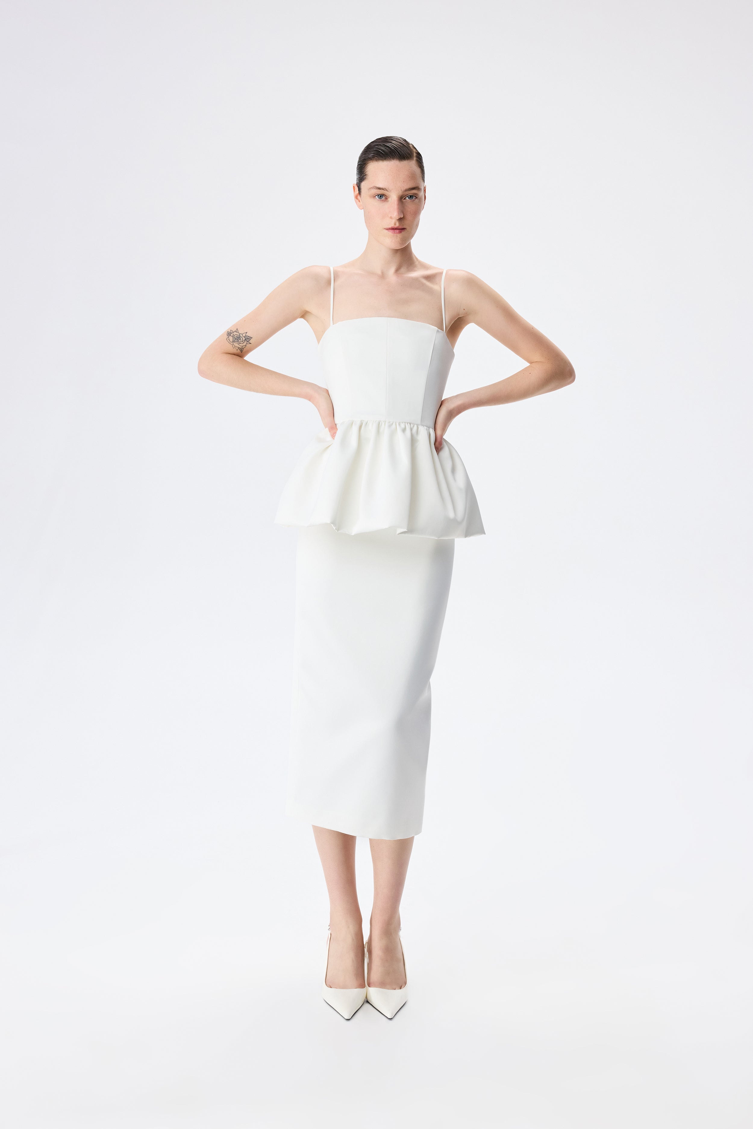Jacky - Peplum Detail Midi Dress