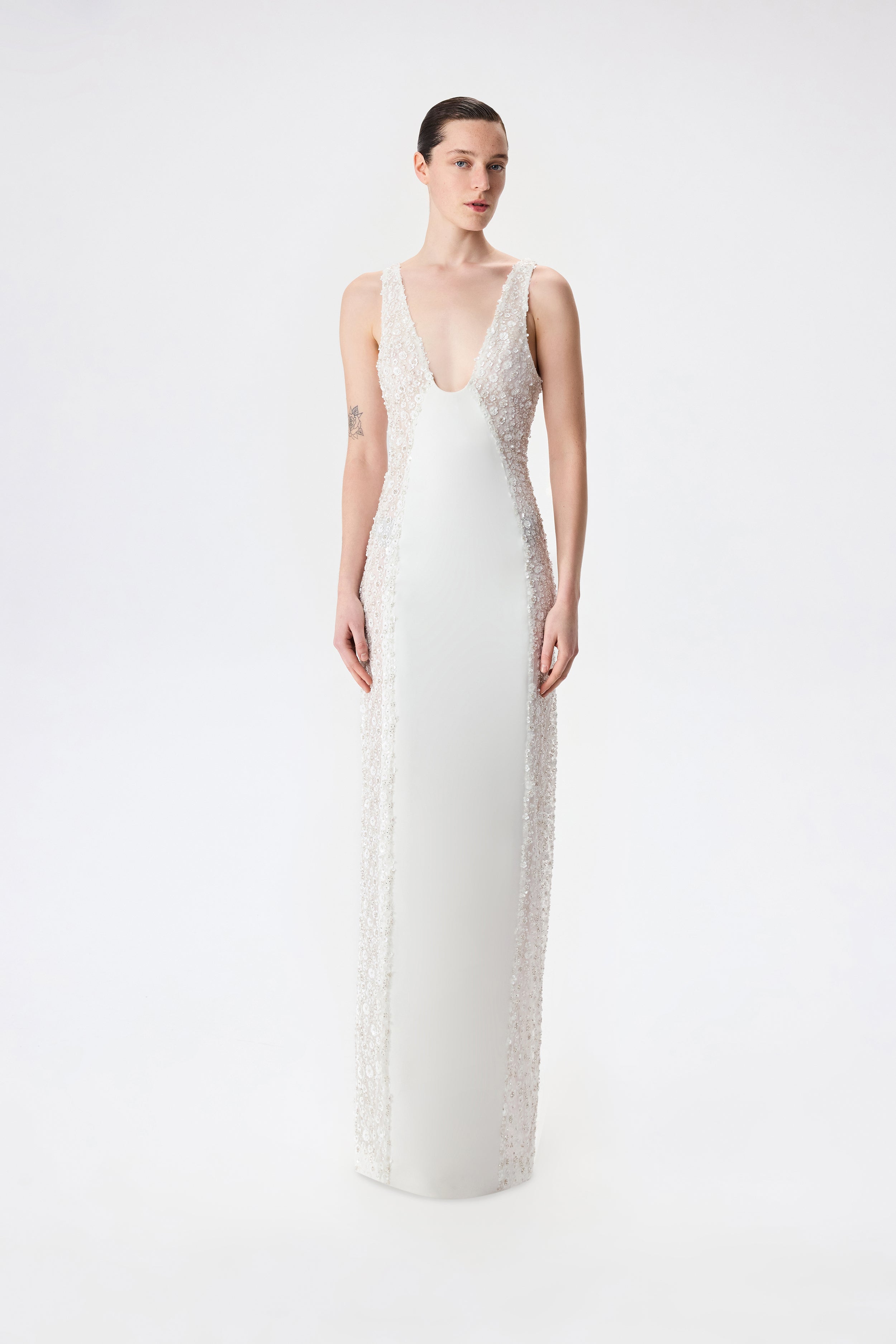 Claudia - V Neck Maxi Dress With Sequin Detailed On The Sides