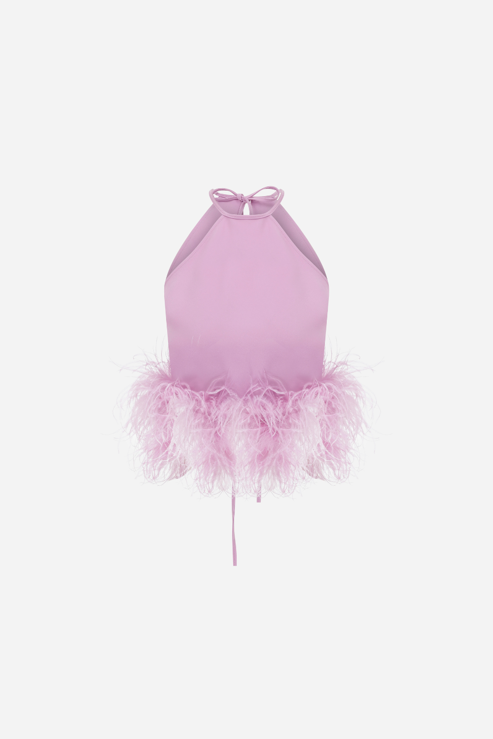 KOS - Halter neck top with feather trim in lilac